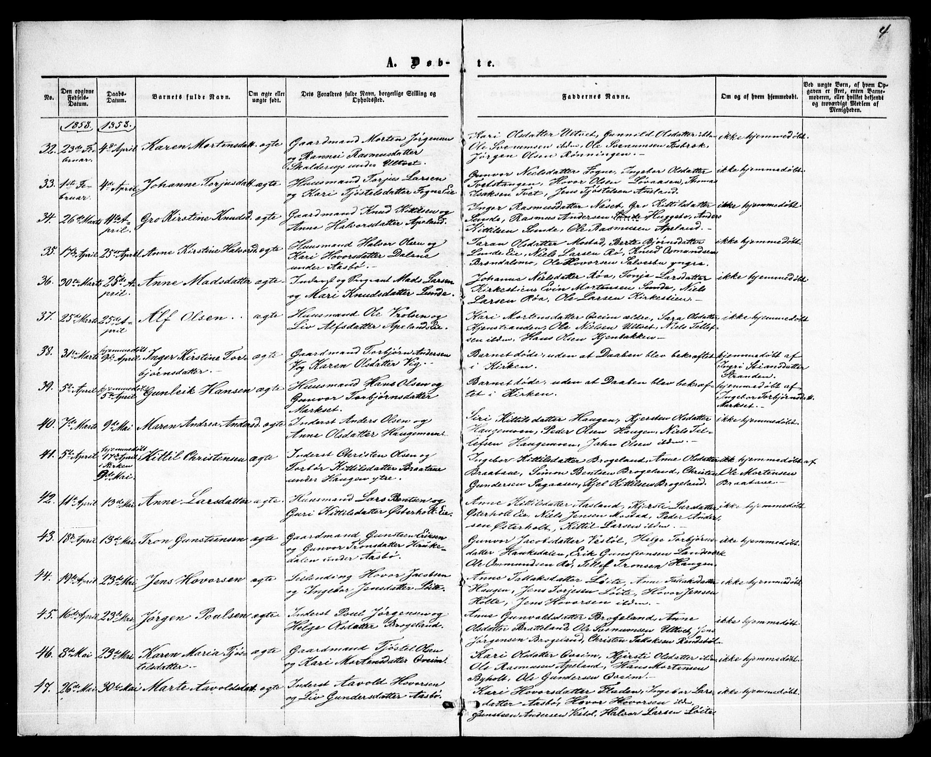 Gjerstad sokneprestkontor, AV/SAK-1111-0014/F/Fa/Faa/L0007: Parish register (official) no. A 7, 1858-1875, p. 4