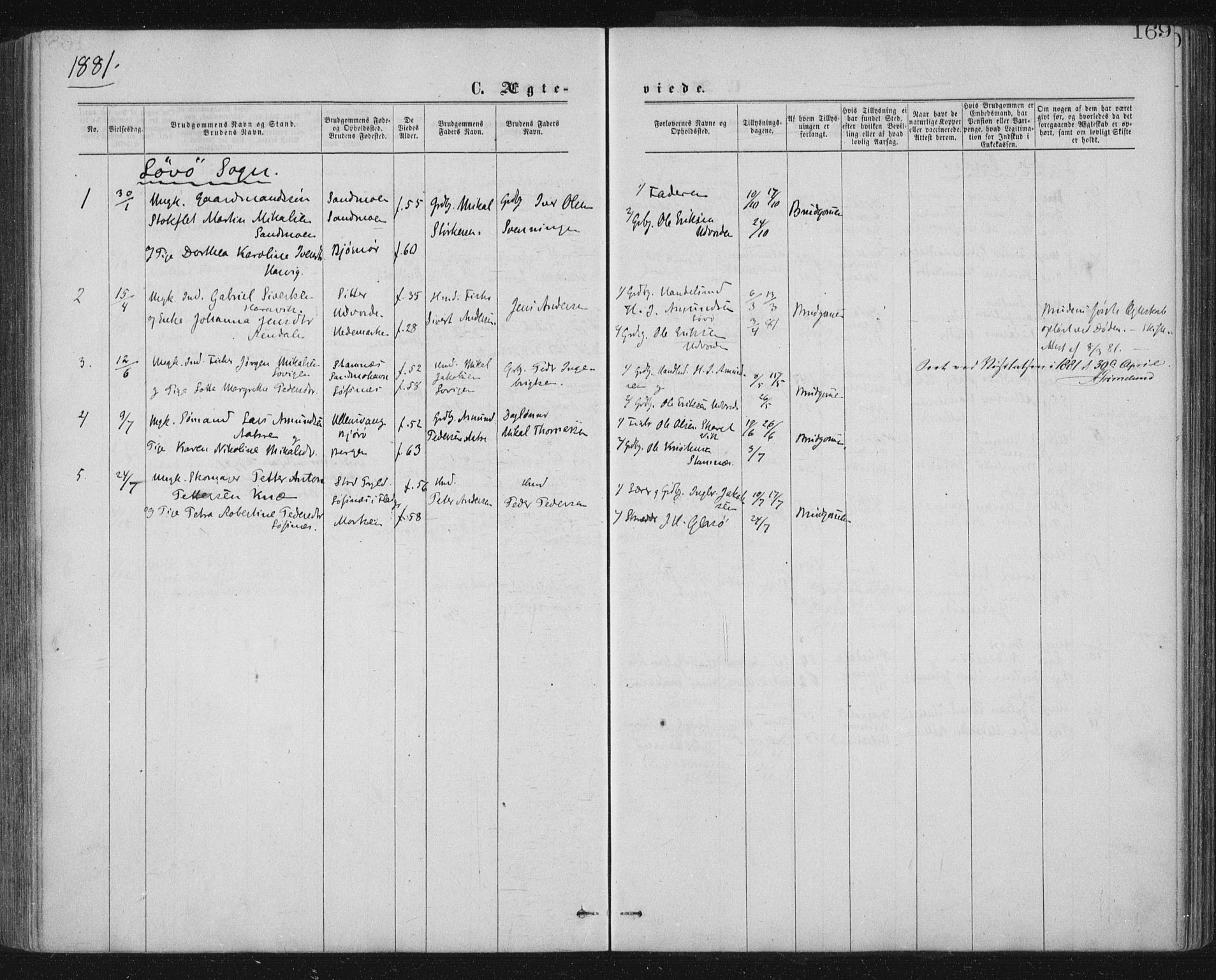 Ministerialprotokoller, klokkerbøker og fødselsregistre - Nord-Trøndelag, SAT/A-1458/771/L0596: Parish register (official) no. 771A03, 1870-1884, p. 169