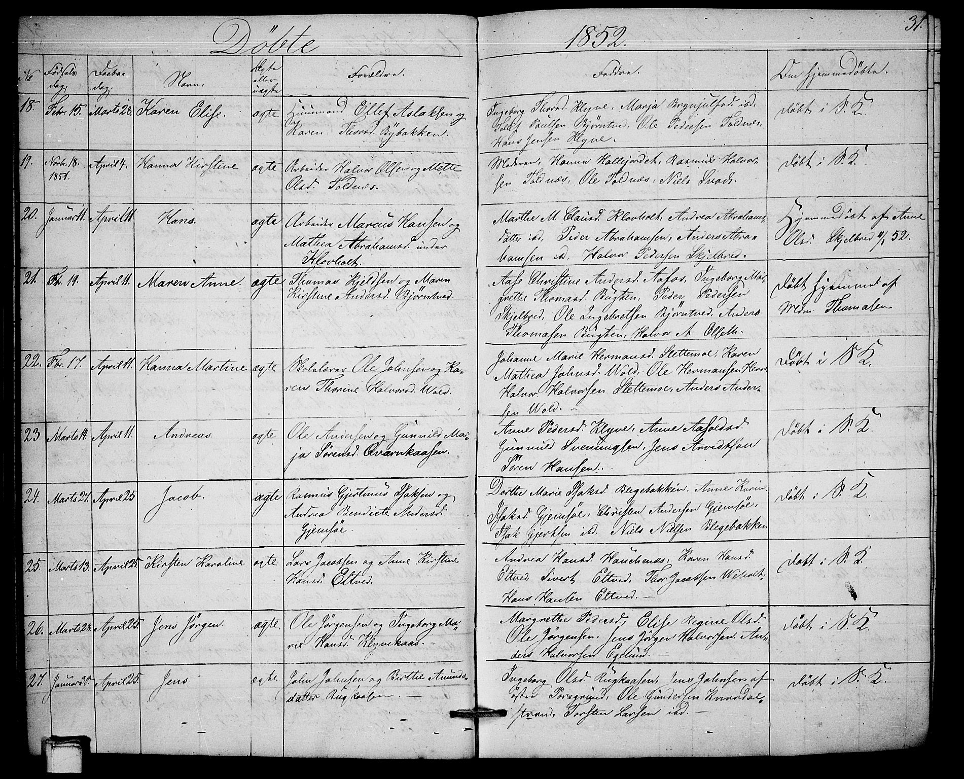 Solum kirkebøker, AV/SAKO-A-306/G/Ga/L0003: Parish register (copy) no. I 3, 1848-1859, p. 31