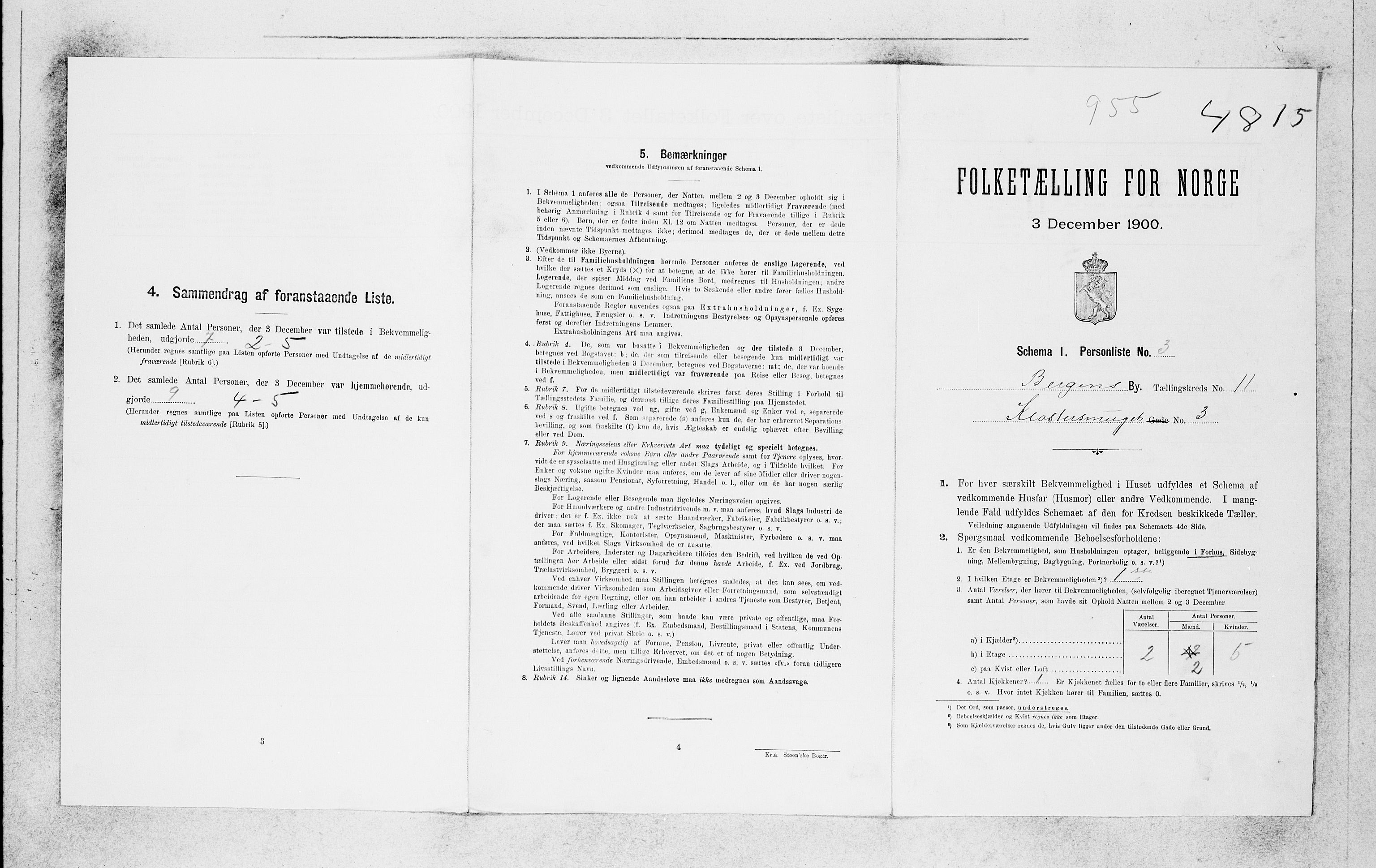 SAB, 1900 census for Bergen, 1900, p. 2179