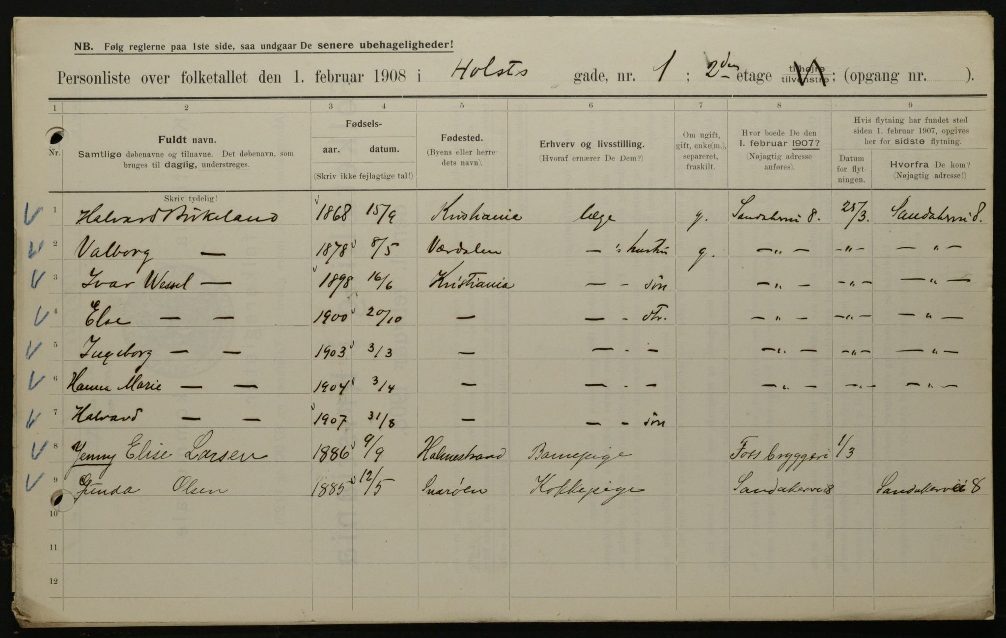 OBA, Municipal Census 1908 for Kristiania, 1908, p. 36788