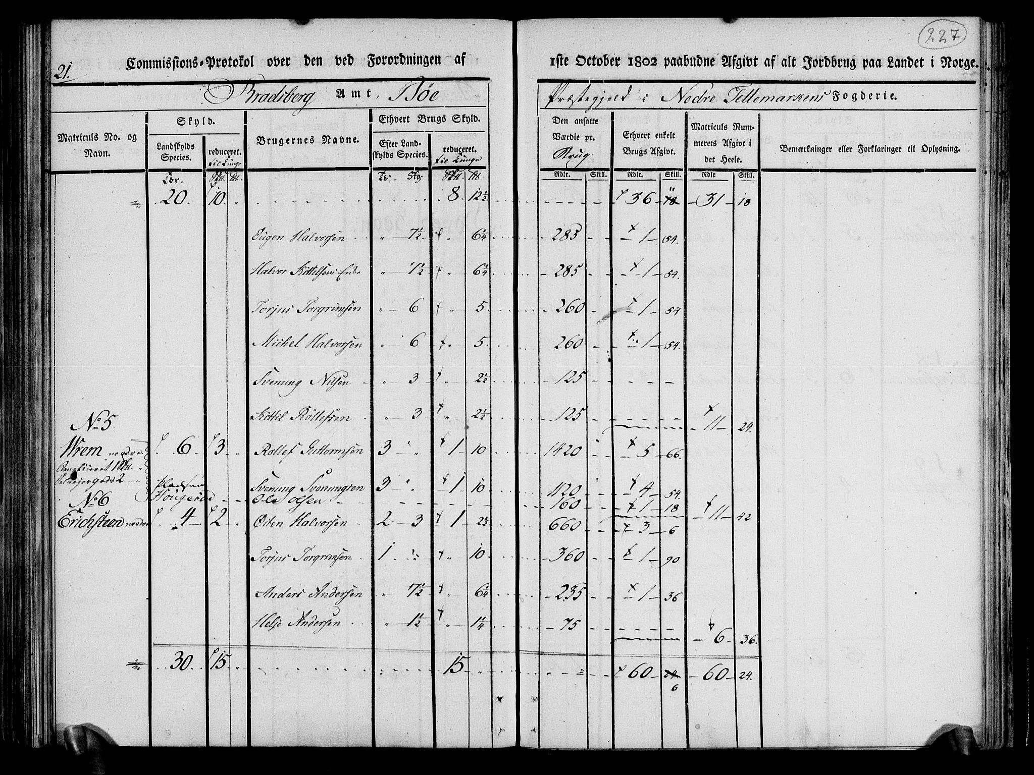 Rentekammeret inntil 1814, Realistisk ordnet avdeling, AV/RA-EA-4070/N/Ne/Nea/L0070: og 0071: Nedre Telemarken og Bamble fogderi. Kommisjonsprotokoll for Gjerpen, Solum, Holla, Bø, Sauherad og Heddal prestegjeld., 1803, p. 115