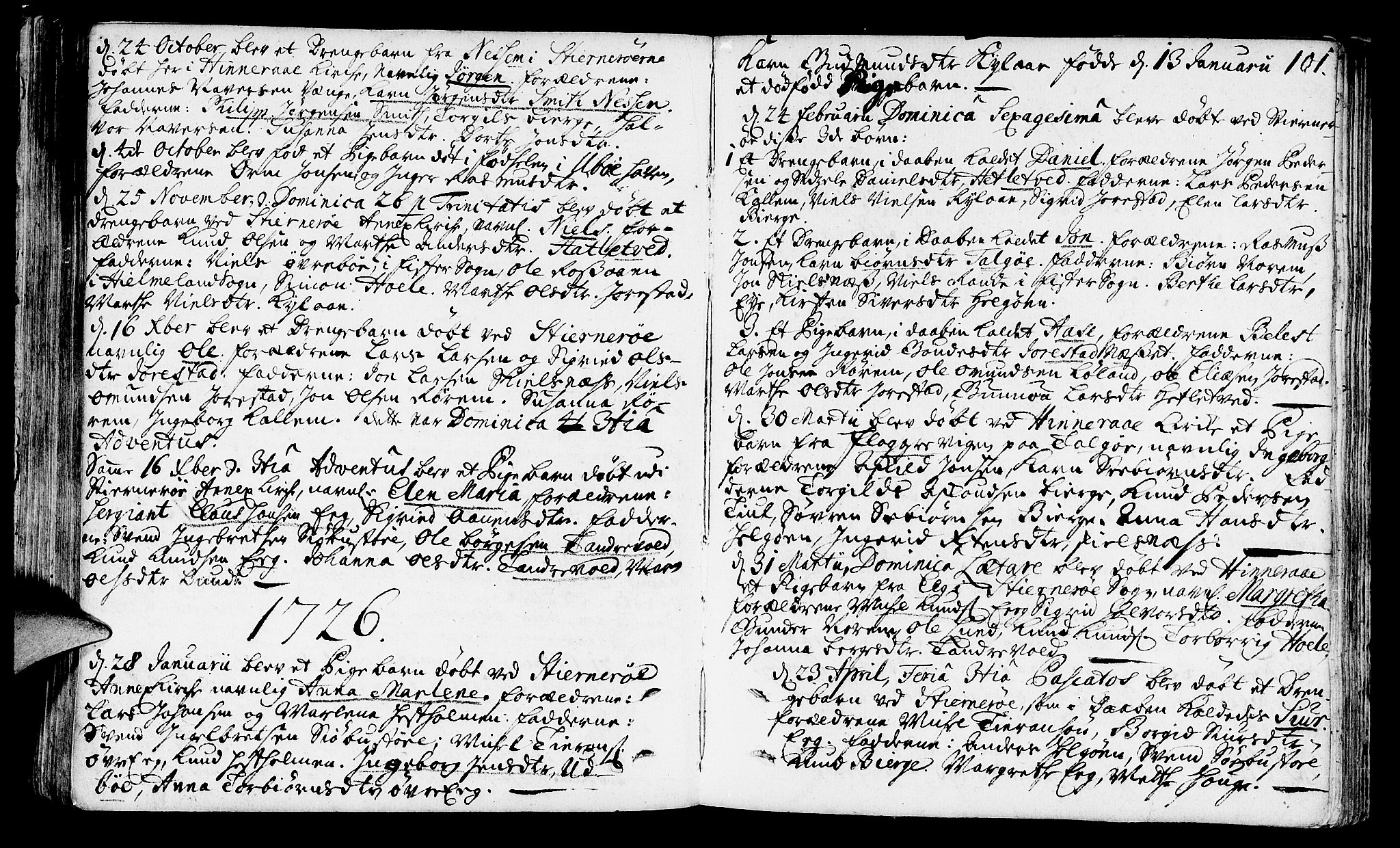 Nedstrand sokneprestkontor, SAST/A-101841/01/IV: Parish register (official) no. A 1 /2, 1724-1740, p. 101