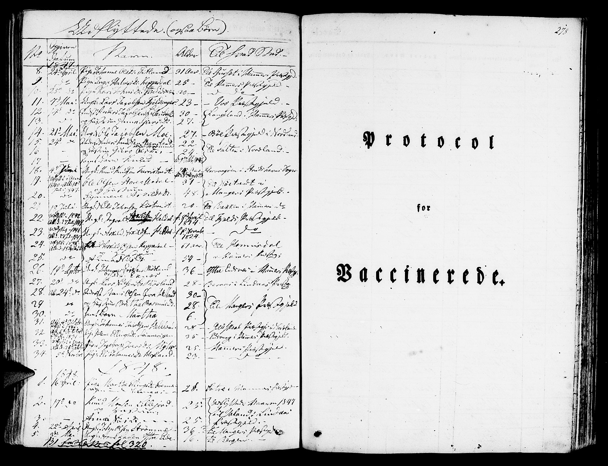 Hosanger sokneprestembete, SAB/A-75801/H/Haa: Parish register (official) no. A 7, 1835-1848, p. 278
