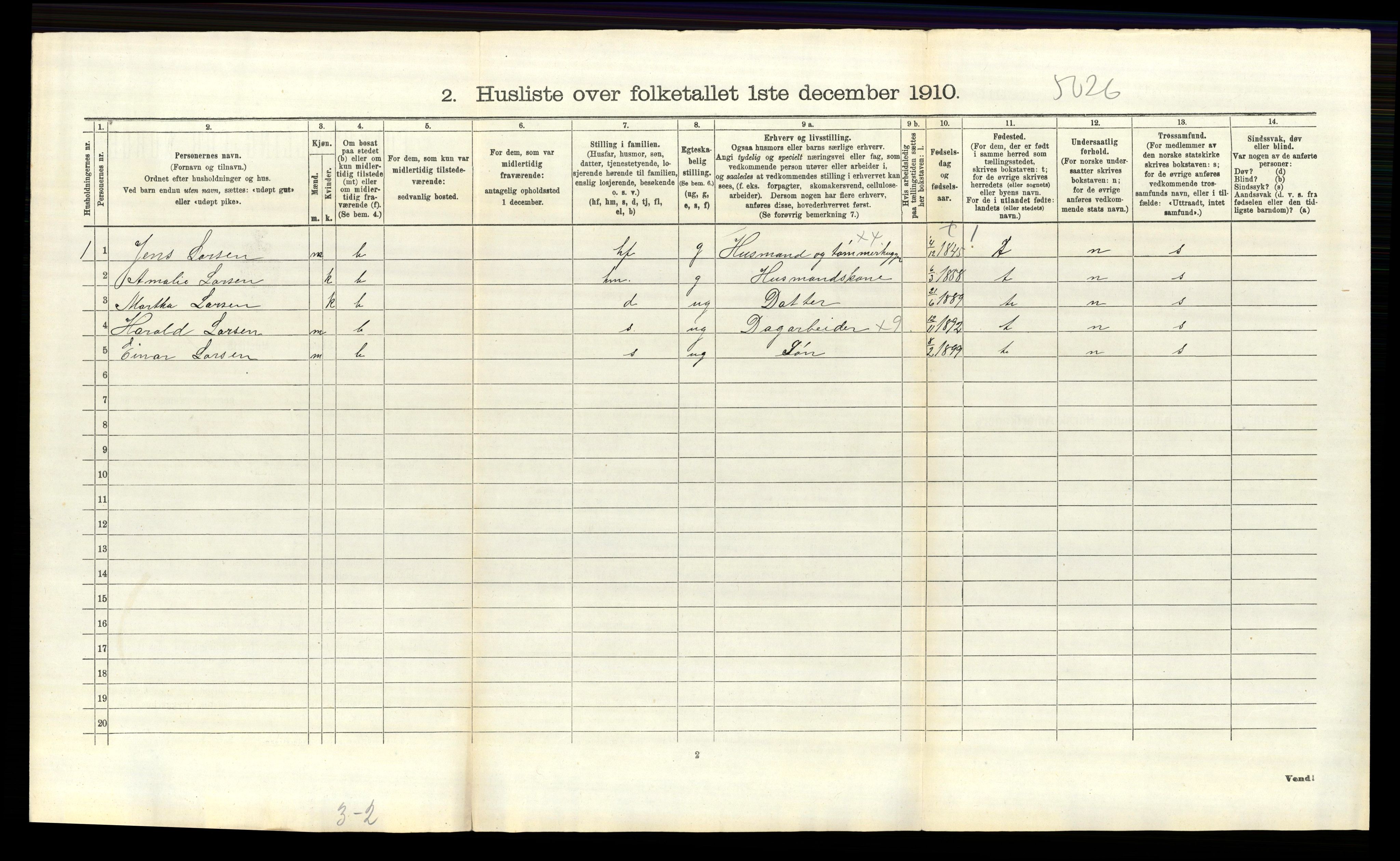 RA, 1910 census for Idd, 1910, p. 1301