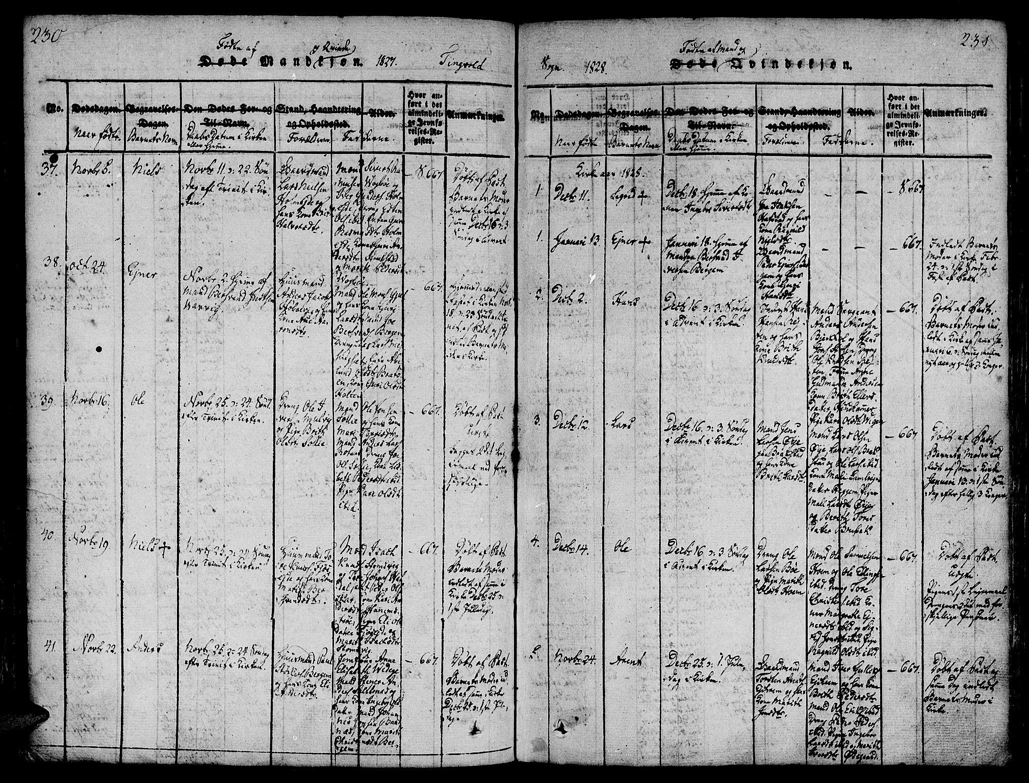 Ministerialprotokoller, klokkerbøker og fødselsregistre - Møre og Romsdal, AV/SAT-A-1454/586/L0982: Parish register (official) no. 586A08, 1819-1829, p. 230-231