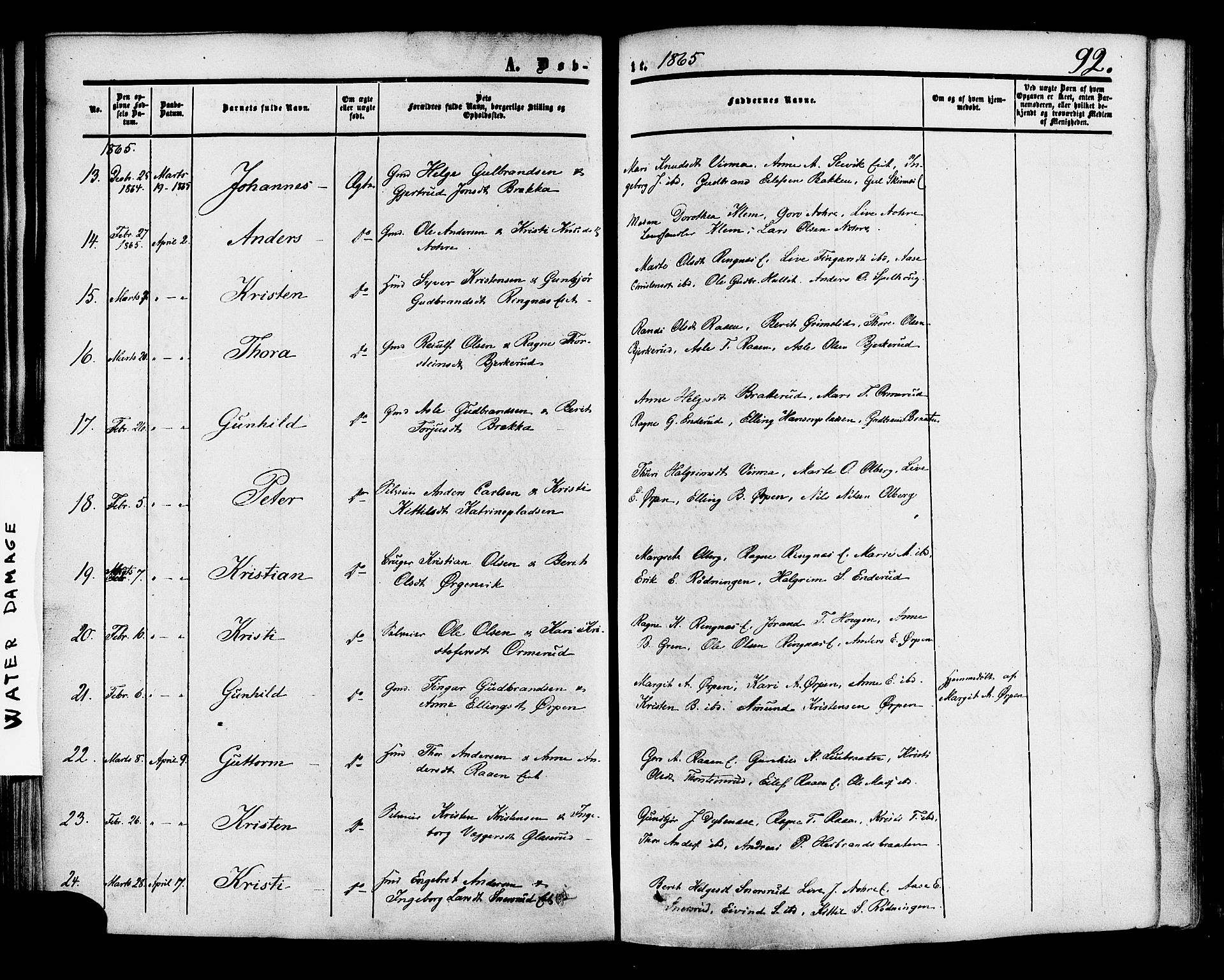 Krødsherad kirkebøker, AV/SAKO-A-19/F/Fa/L0003: Parish register (official) no. 3, 1851-1872, p. 92