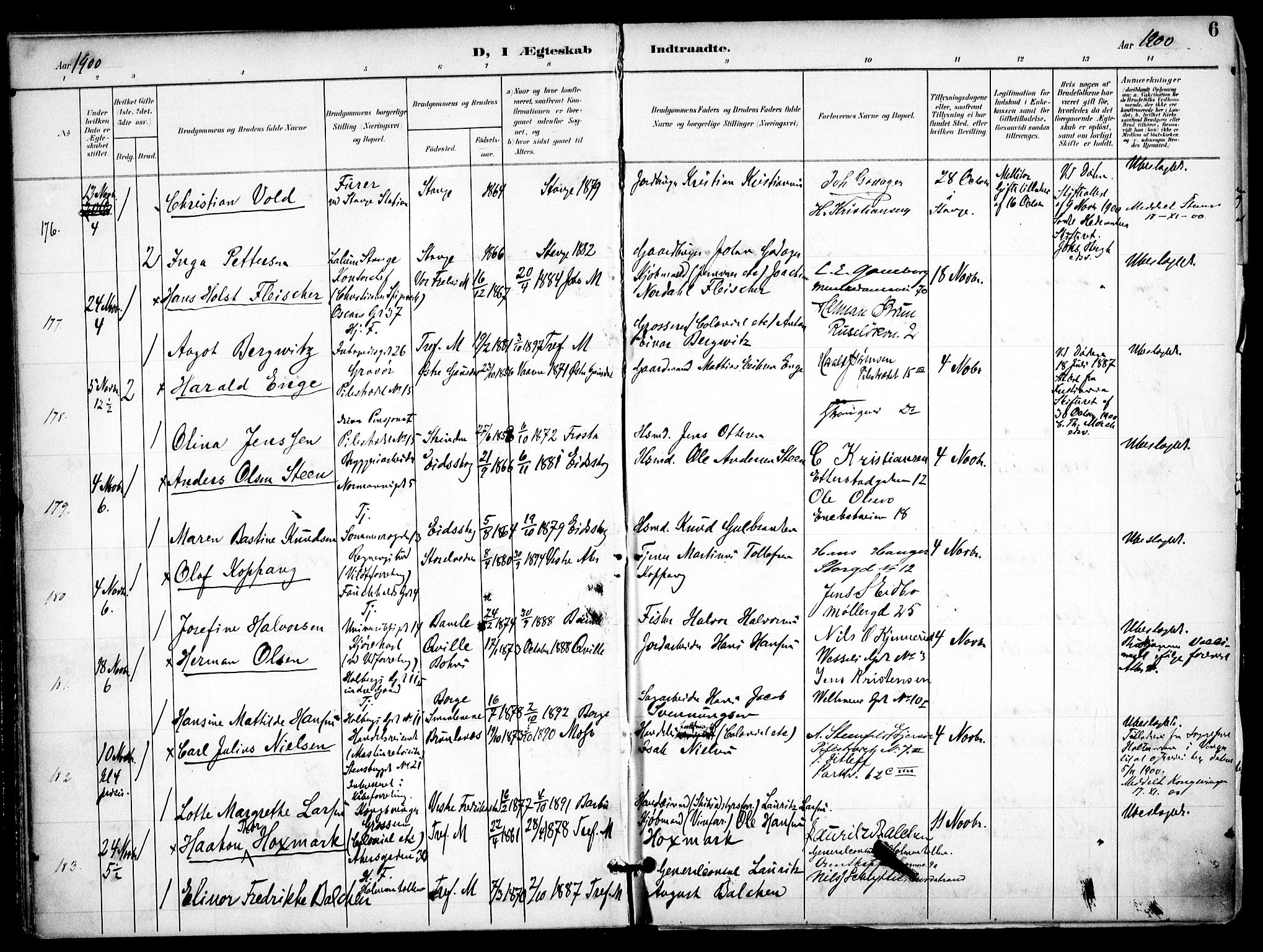 Trefoldighet prestekontor Kirkebøker, SAO/A-10882/F/Fc/L0005: Parish register (official) no. III 5, 1900-1908, p. 6