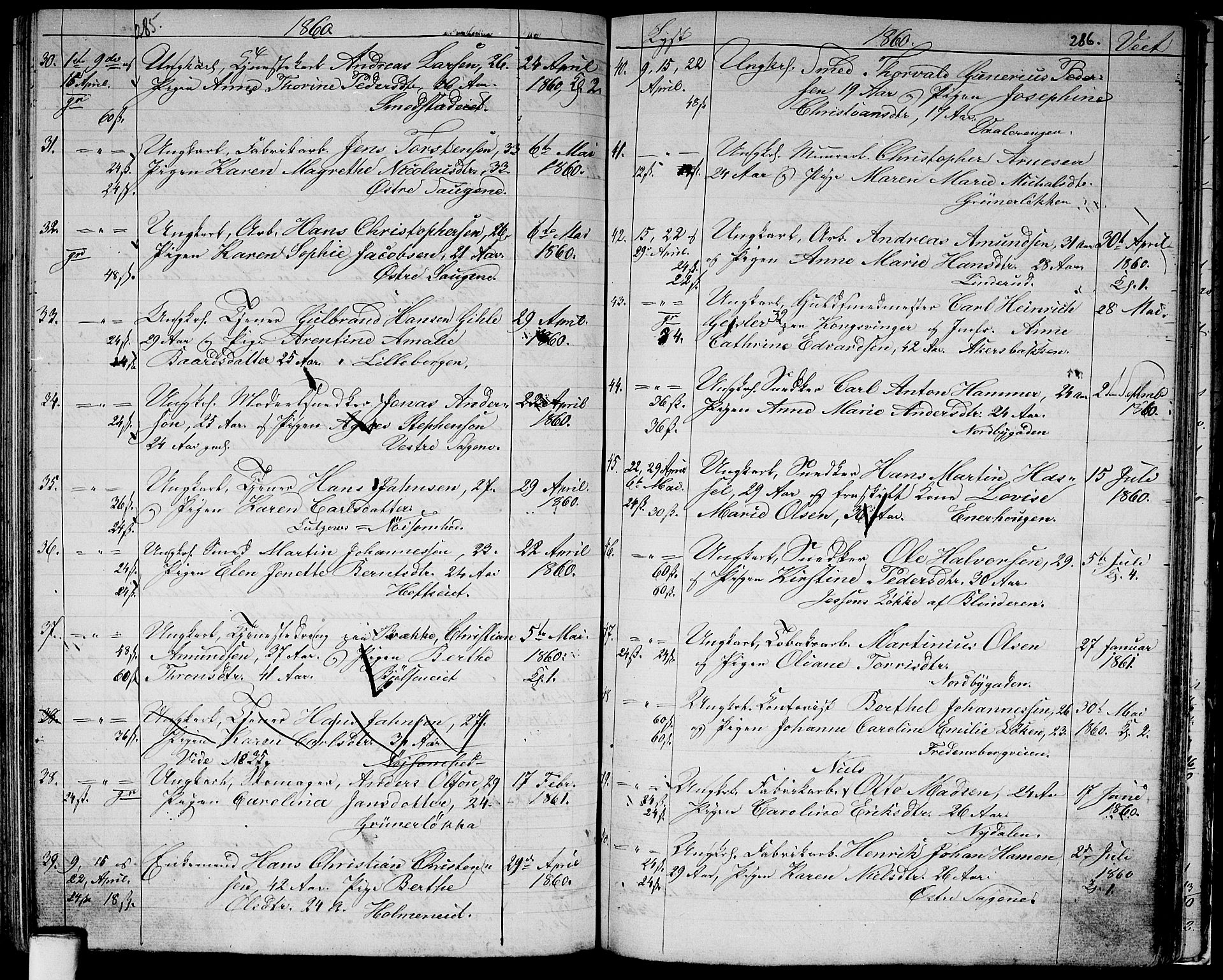 Vestre Aker prestekontor Kirkebøker, AV/SAO-A-10025/G/Ga/L0001: Parish register (copy) no. I 1, 1859-1871, p. 285-286