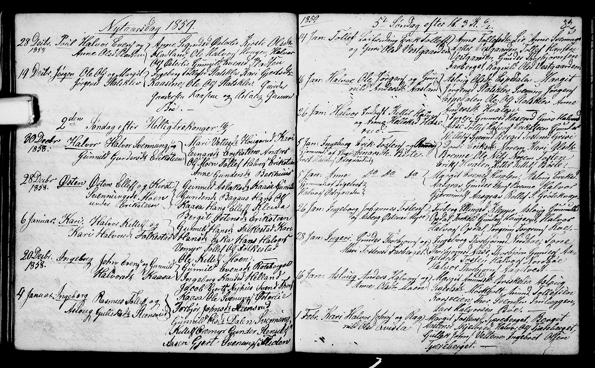 Bø kirkebøker, AV/SAKO-A-257/G/Ga/L0002: Parish register (copy) no. 2, 1853-1866, p. 32