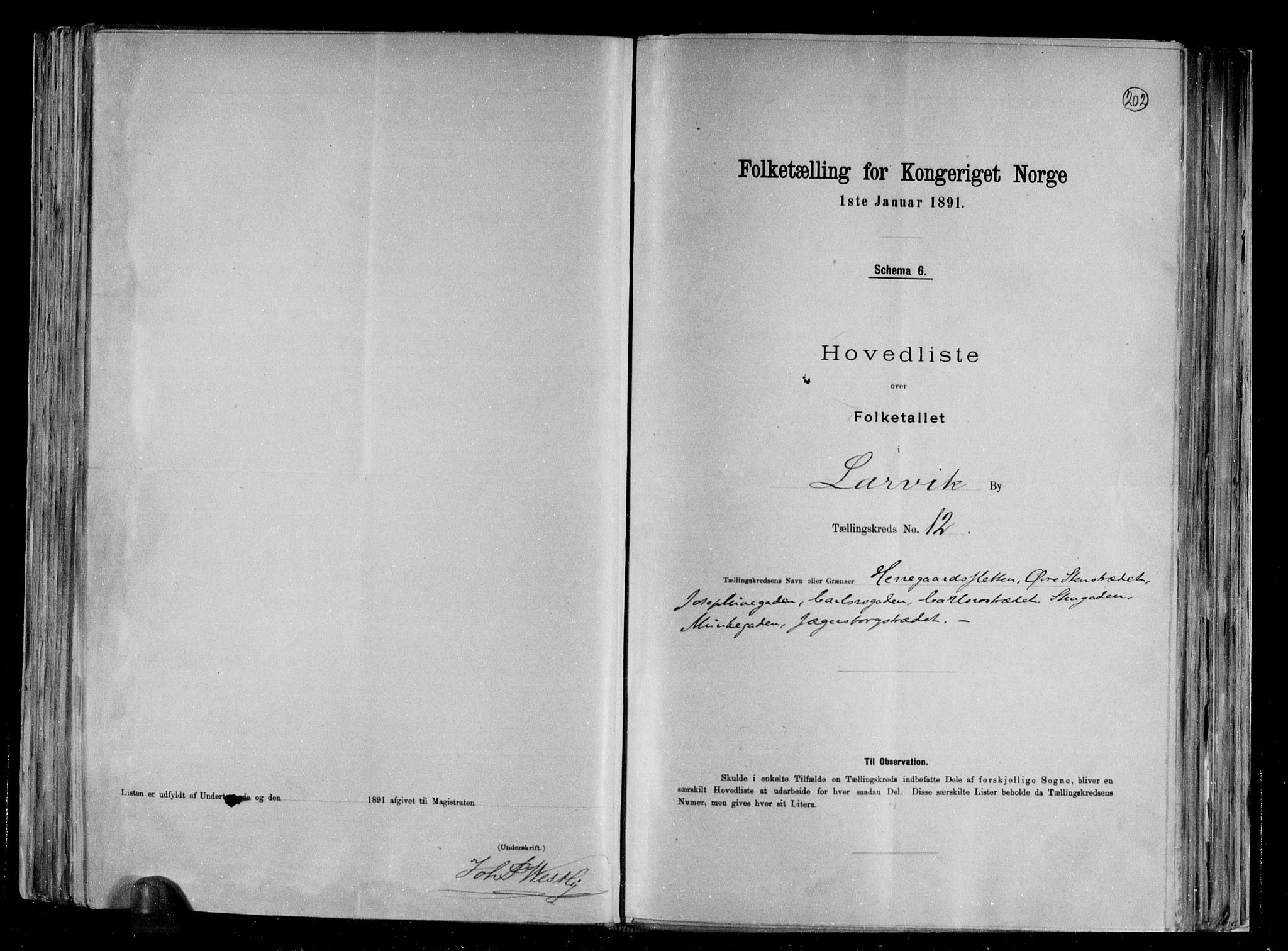 RA, 1891 census for 0707 Larvik, 1891, p. 28