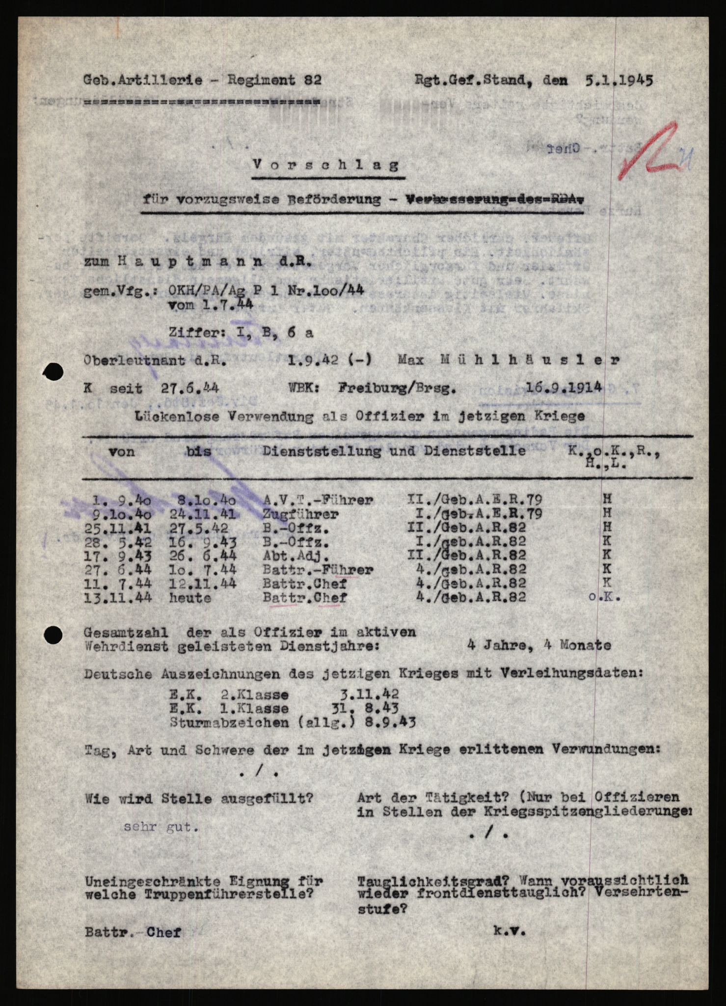Forsvarets Overkommando. 2 kontor. Arkiv 11.4. Spredte tyske arkivsaker, AV/RA-RAFA-7031/D/Dar/Dara/L0018: Personalbøker, 1940-1945, p. 1171