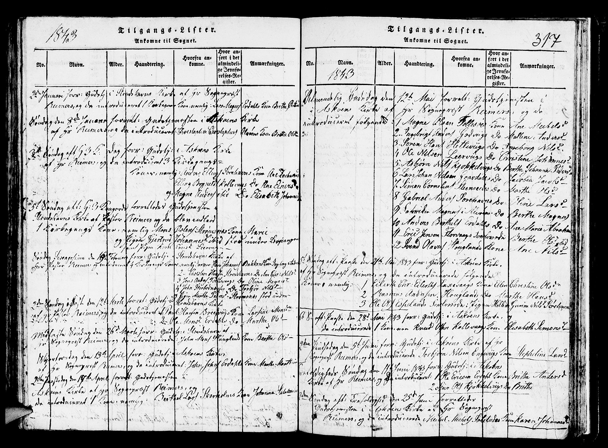 Askøy Sokneprestembete, AV/SAB-A-74101/H/Ha/Hab/Haba/L0002: Parish register (copy) no. A 2, 1815-1846, p. 317