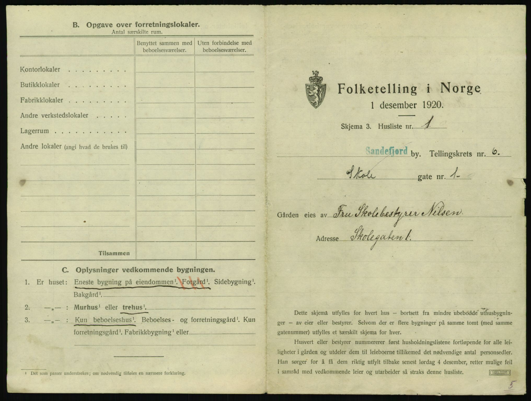 SAKO, 1920 census for Sandefjord, 1920, p. 716