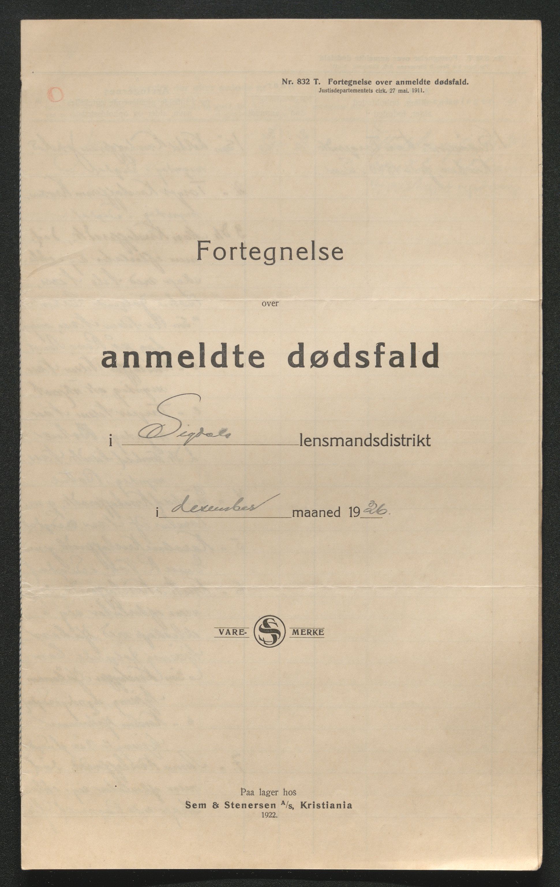 Eiker, Modum og Sigdal sorenskriveri, SAKO/A-123/H/Ha/Hab/L0044: Dødsfallsmeldinger, 1926-1927, p. 520