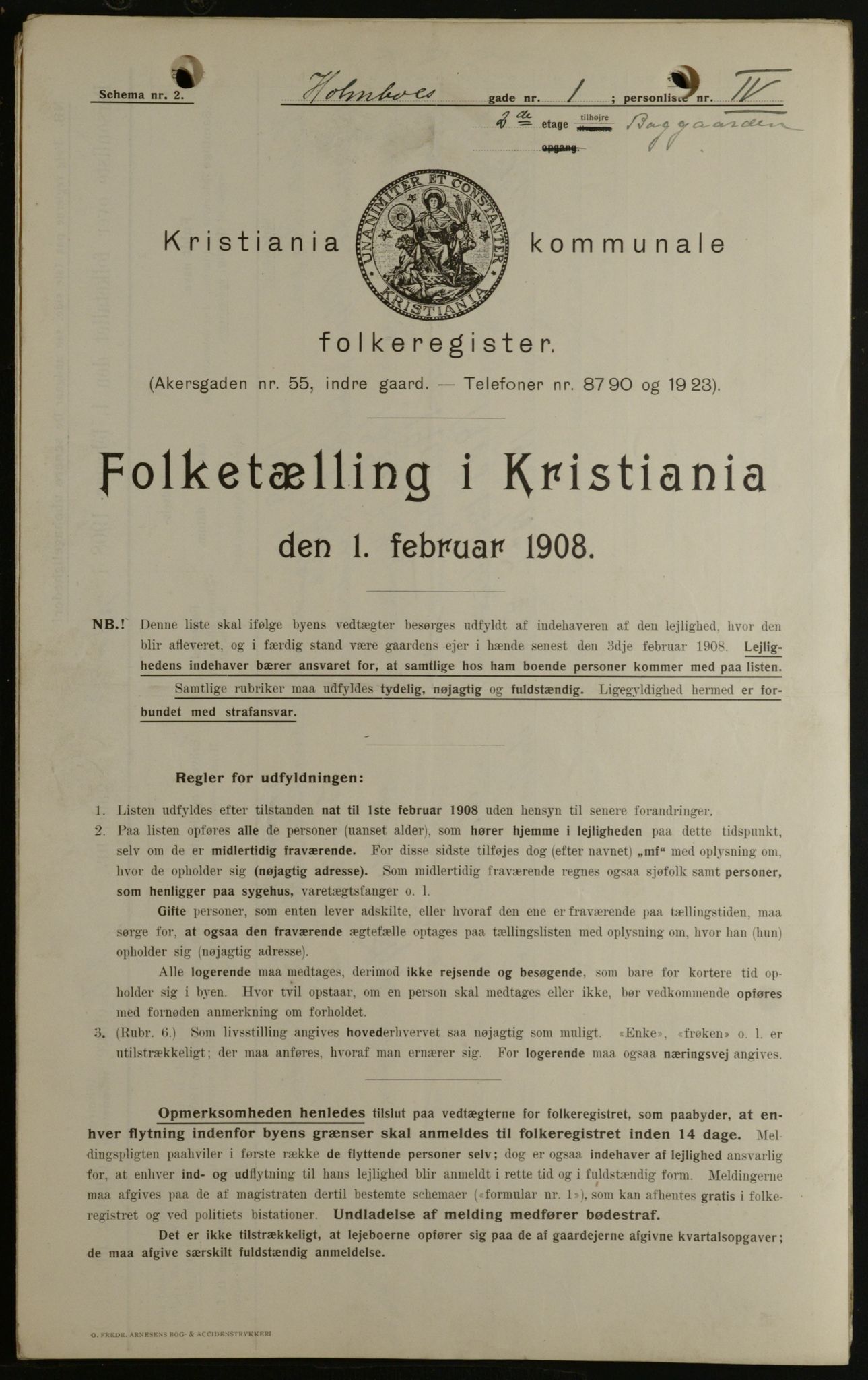 OBA, Municipal Census 1908 for Kristiania, 1908, p. 36672
