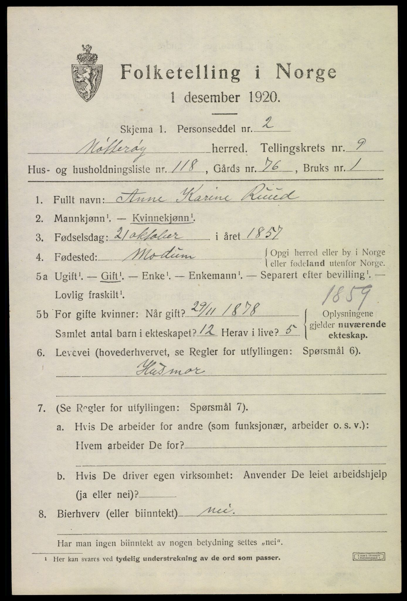 SAKO, 1920 census for Nøtterøy, 1920, p. 12551