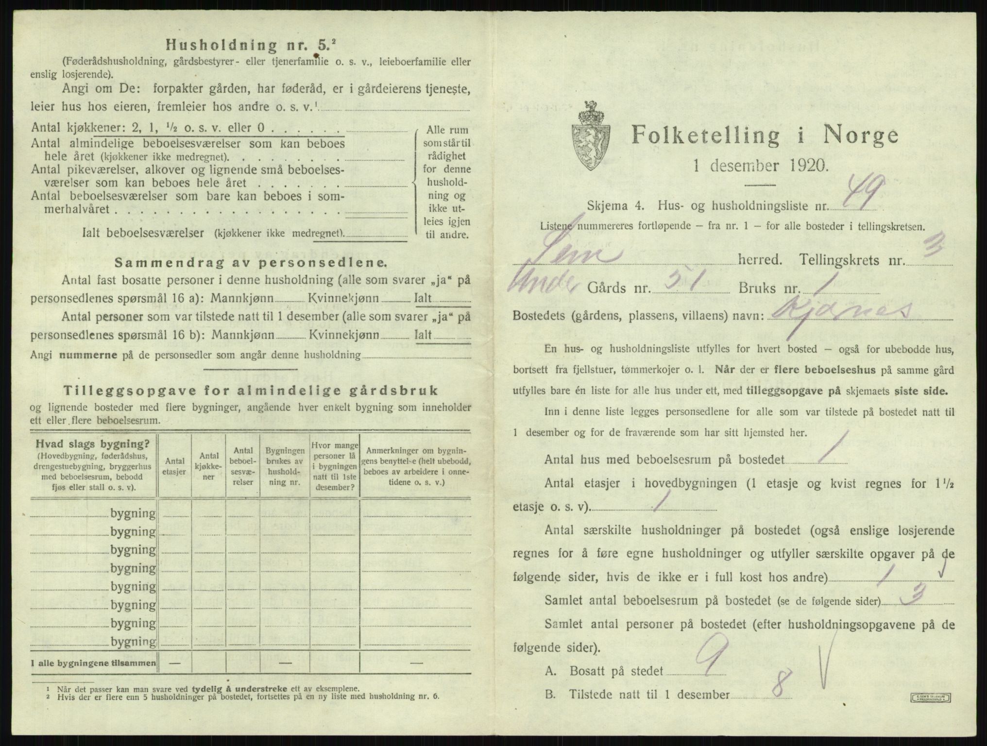 SAKO, 1920 census for Sem, 1920, p. 732