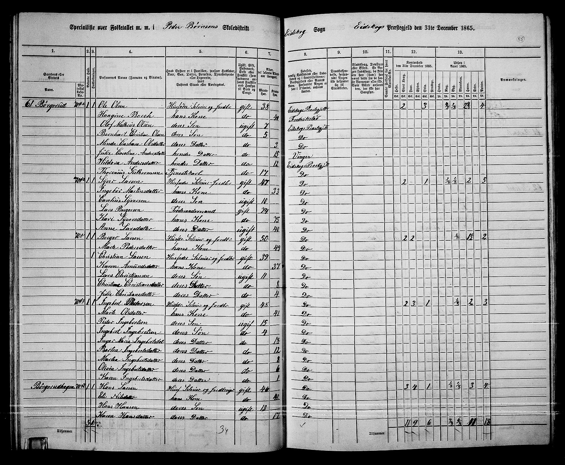 RA, 1865 census for Eidskog, 1865, p. 75