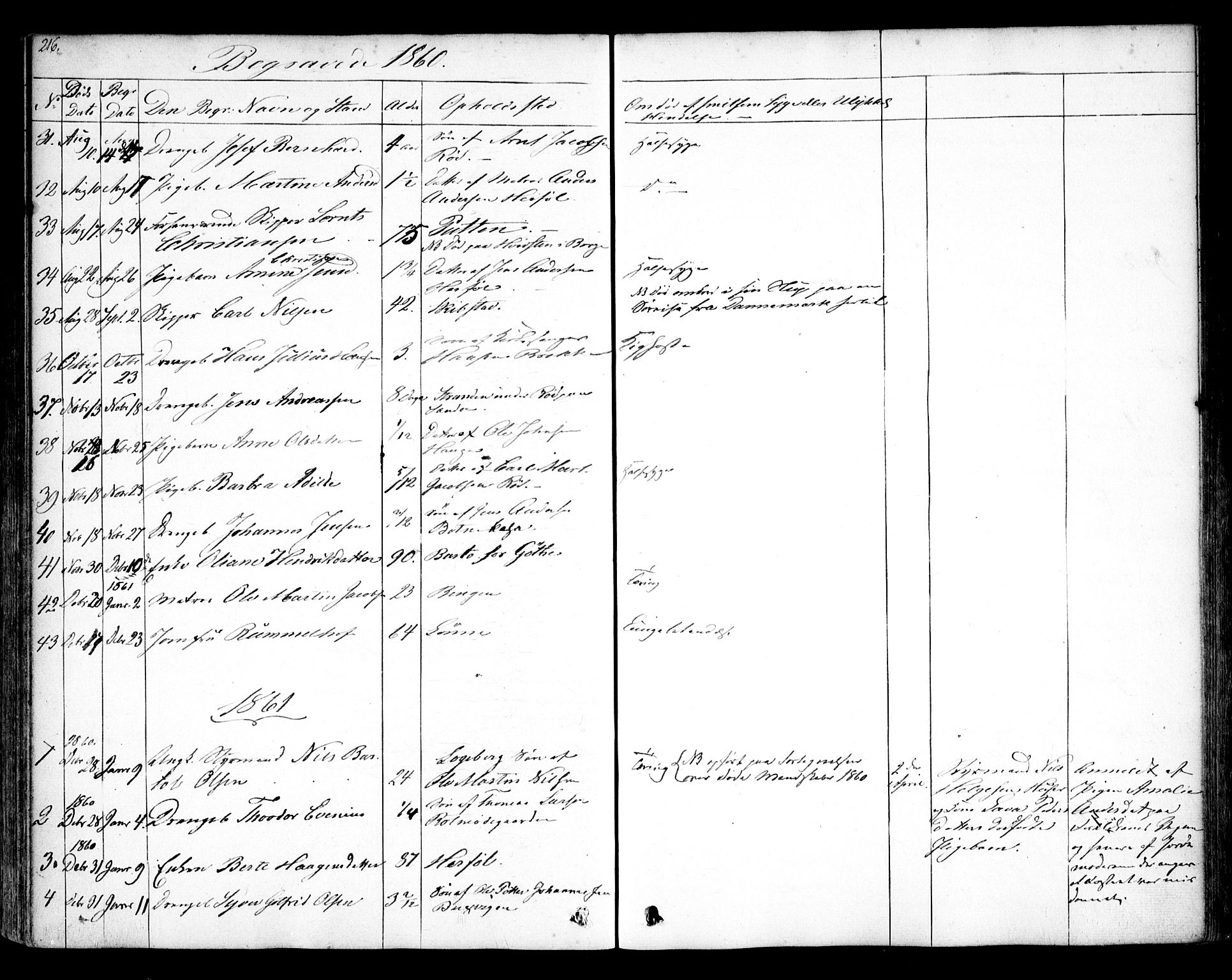 Hvaler prestekontor Kirkebøker, AV/SAO-A-2001/F/Fa/L0006: Parish register (official) no. I 6, 1846-1863, p. 216