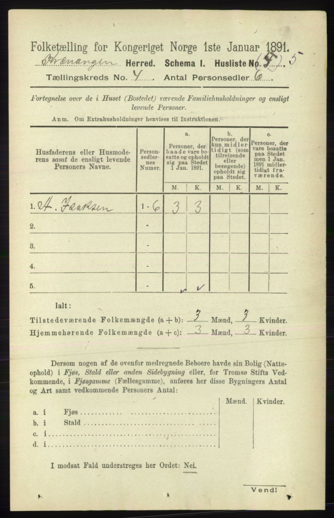 RA, 1891 census for 1943 Kvænangen, 1891, p. 1458