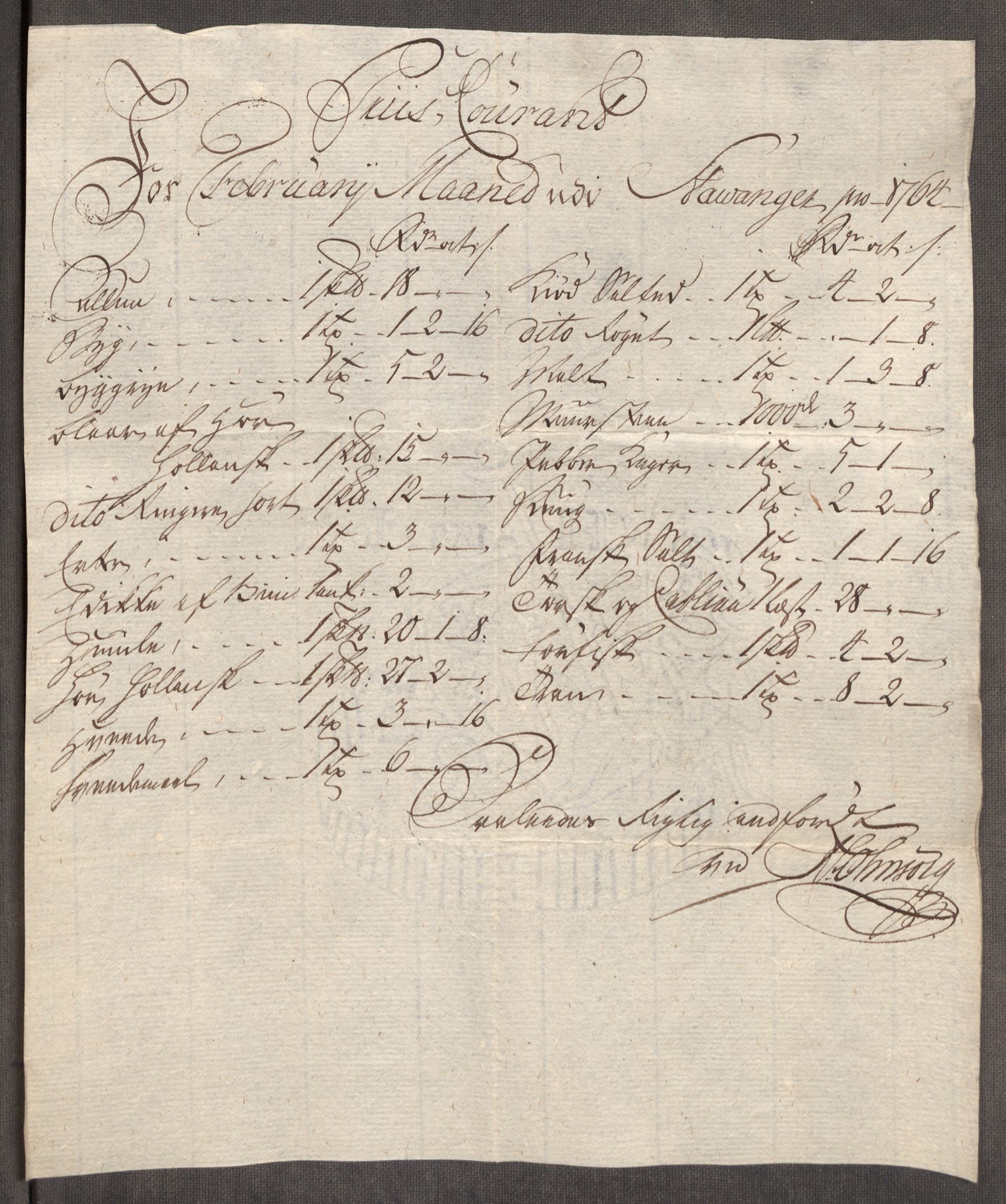 Rentekammeret inntil 1814, Realistisk ordnet avdeling, AV/RA-EA-4070/Oe/L0009: [Ø1]: Nordafjelske priskuranter, 1759-1768, p. 205