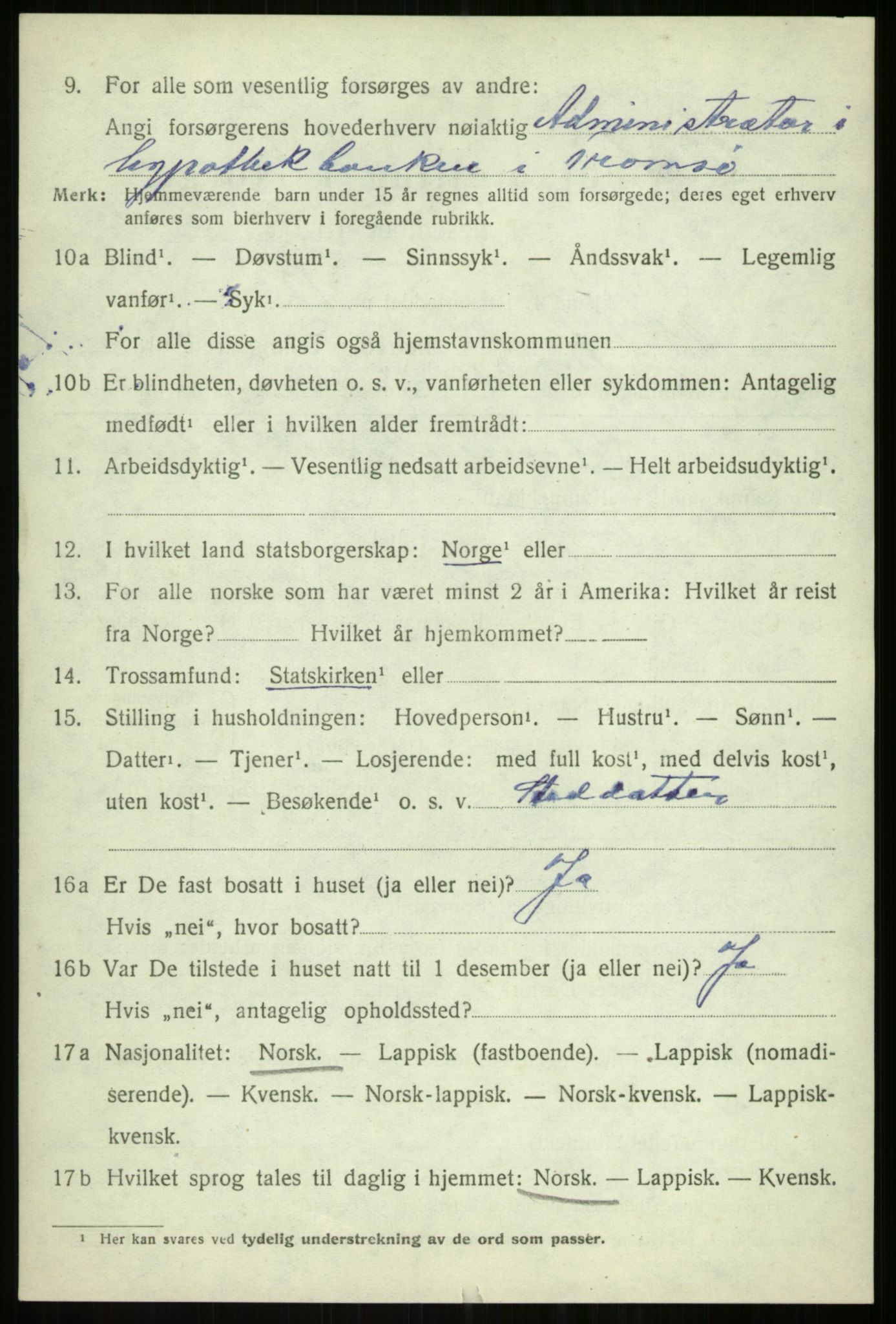 SATØ, 1920 census for Balsfjord, 1920, p. 8012