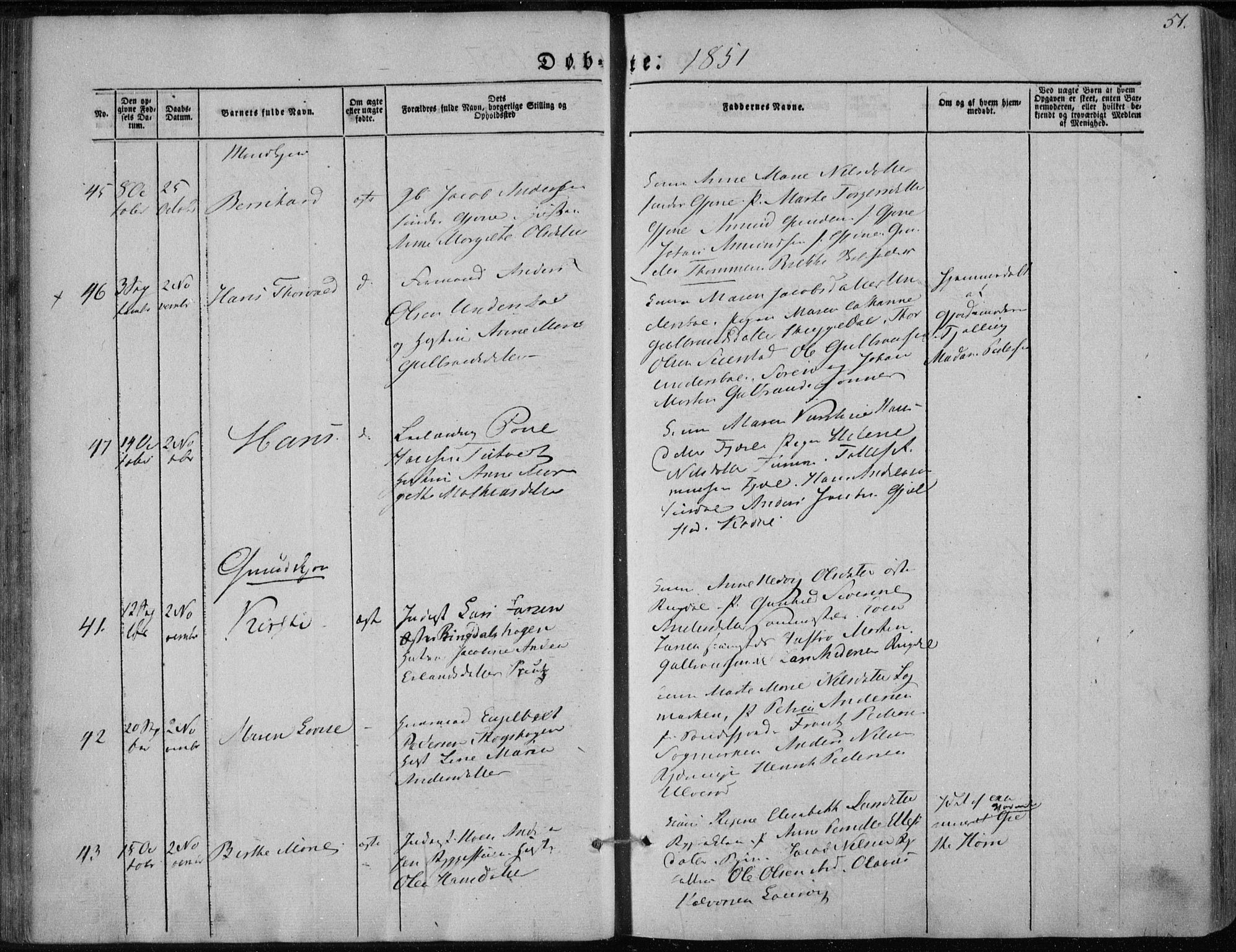 Hedrum kirkebøker, AV/SAKO-A-344/F/Fa/L0006: Parish register (official) no. I 6, 1849-1857, p. 51