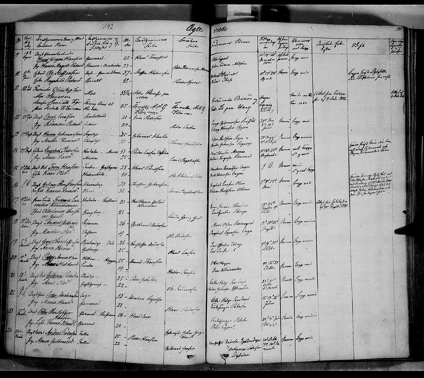 Jevnaker prestekontor, SAH/PREST-116/H/Ha/Haa/L0006: Parish register (official) no. 6, 1837-1857, p. 181
