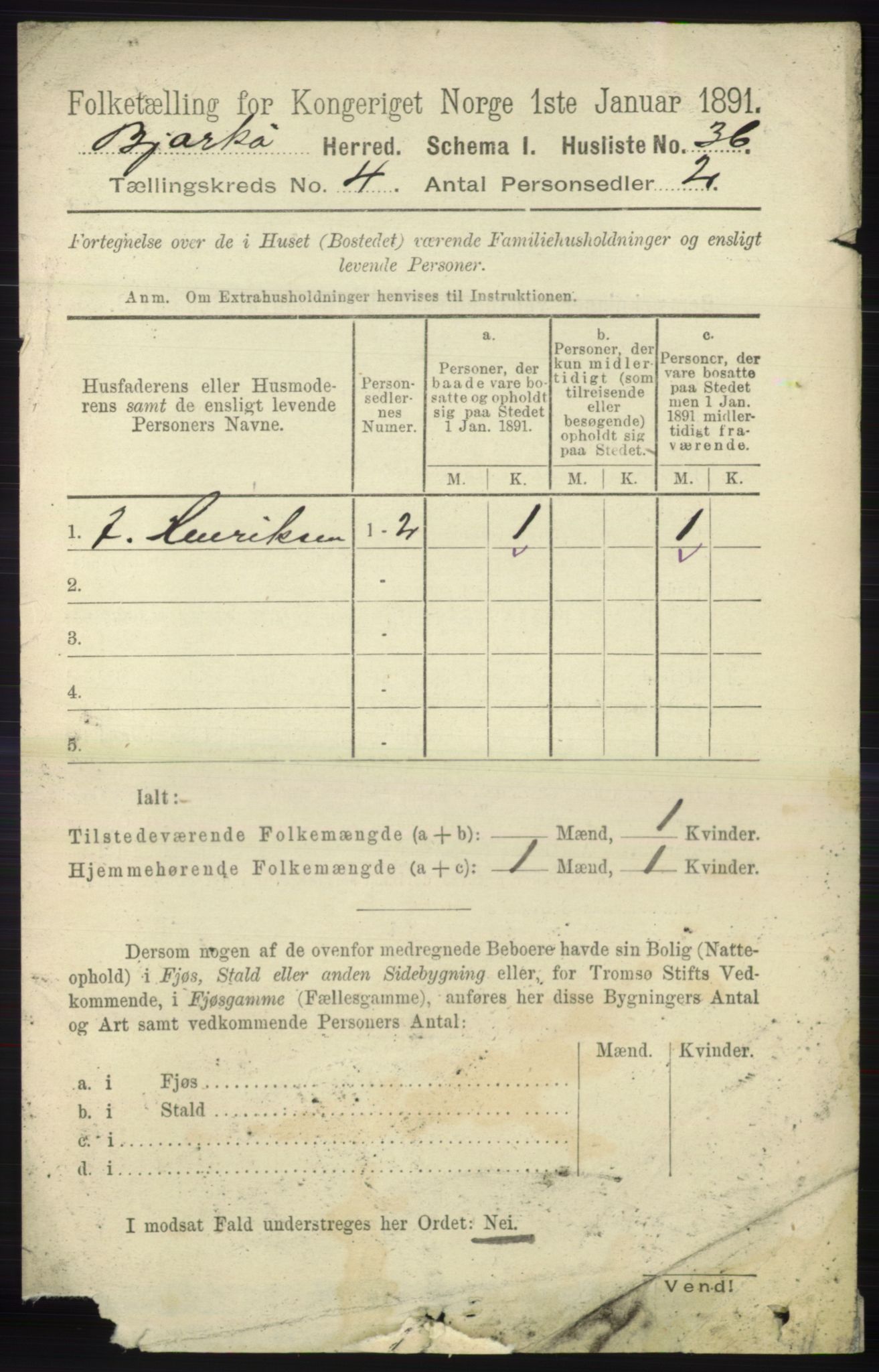 RA, 1891 census for 1915 Bjarkøy, 1891, p. 1907