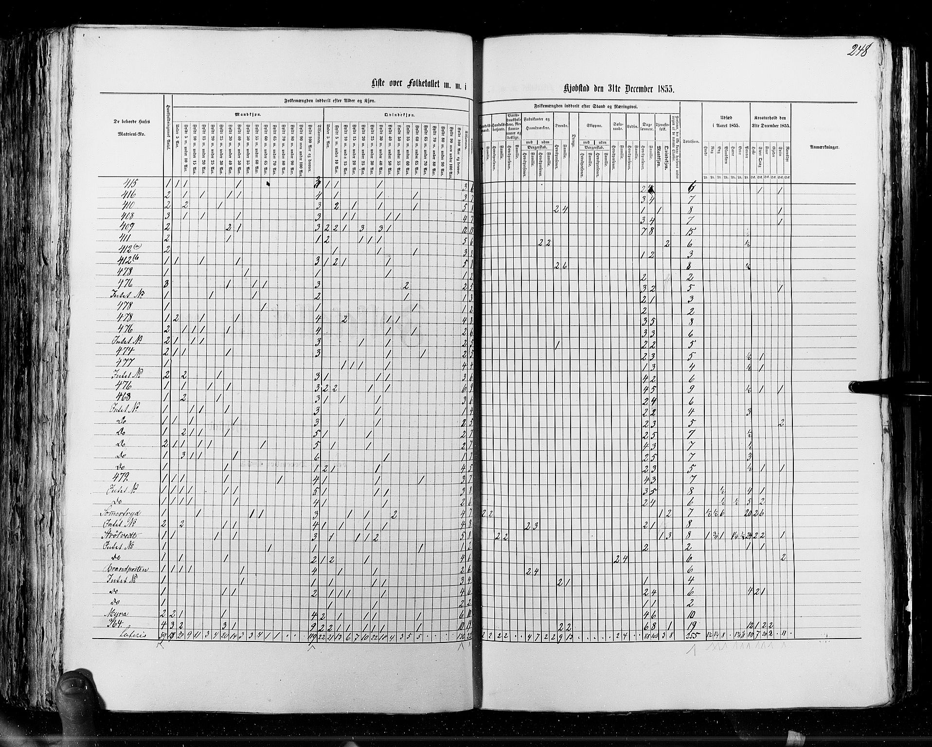 RA, Census 1855, vol. 7: Fredrikshald-Kragerø, 1855, p. 248