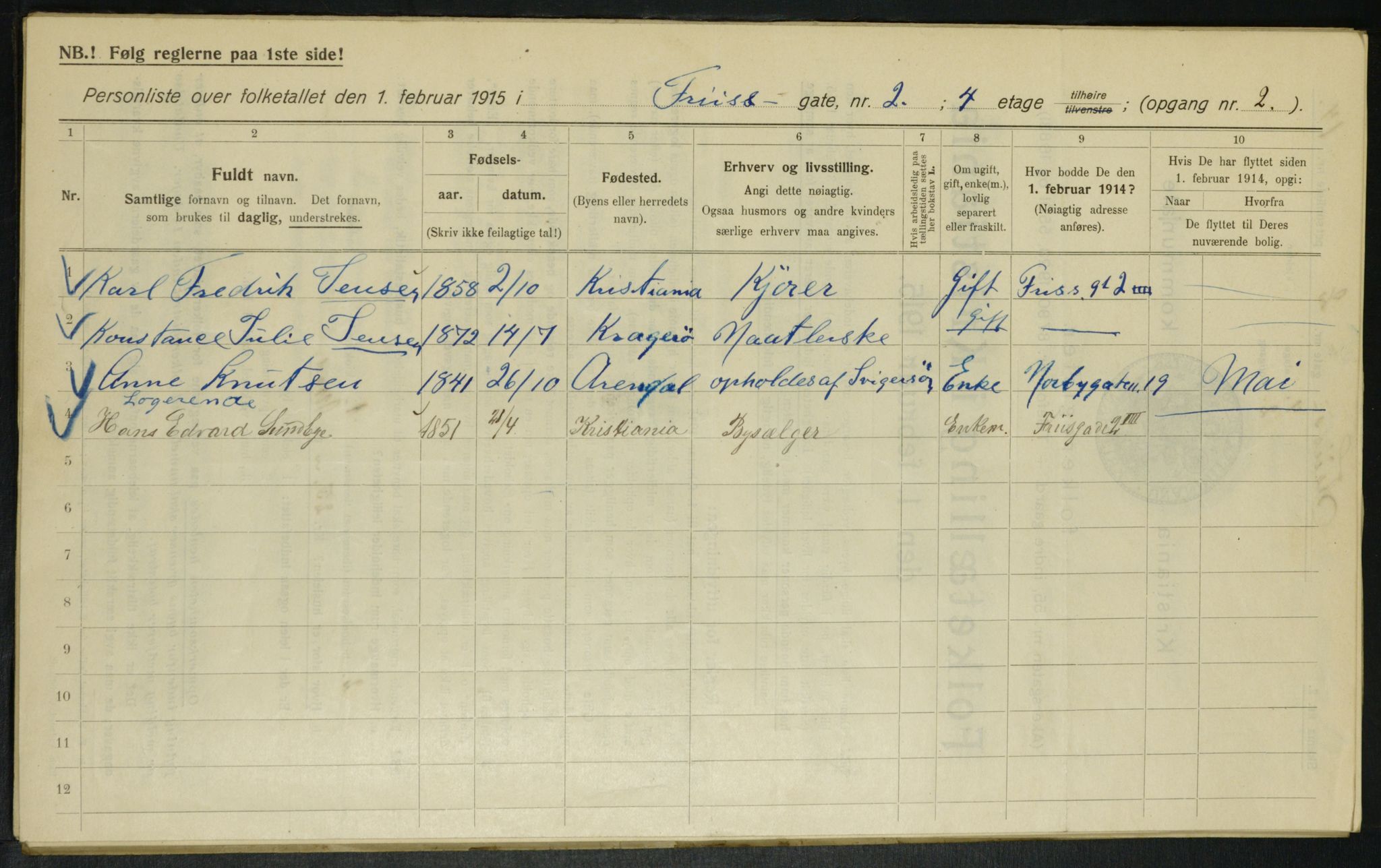 OBA, Municipal Census 1915 for Kristiania, 1915, p. 26447