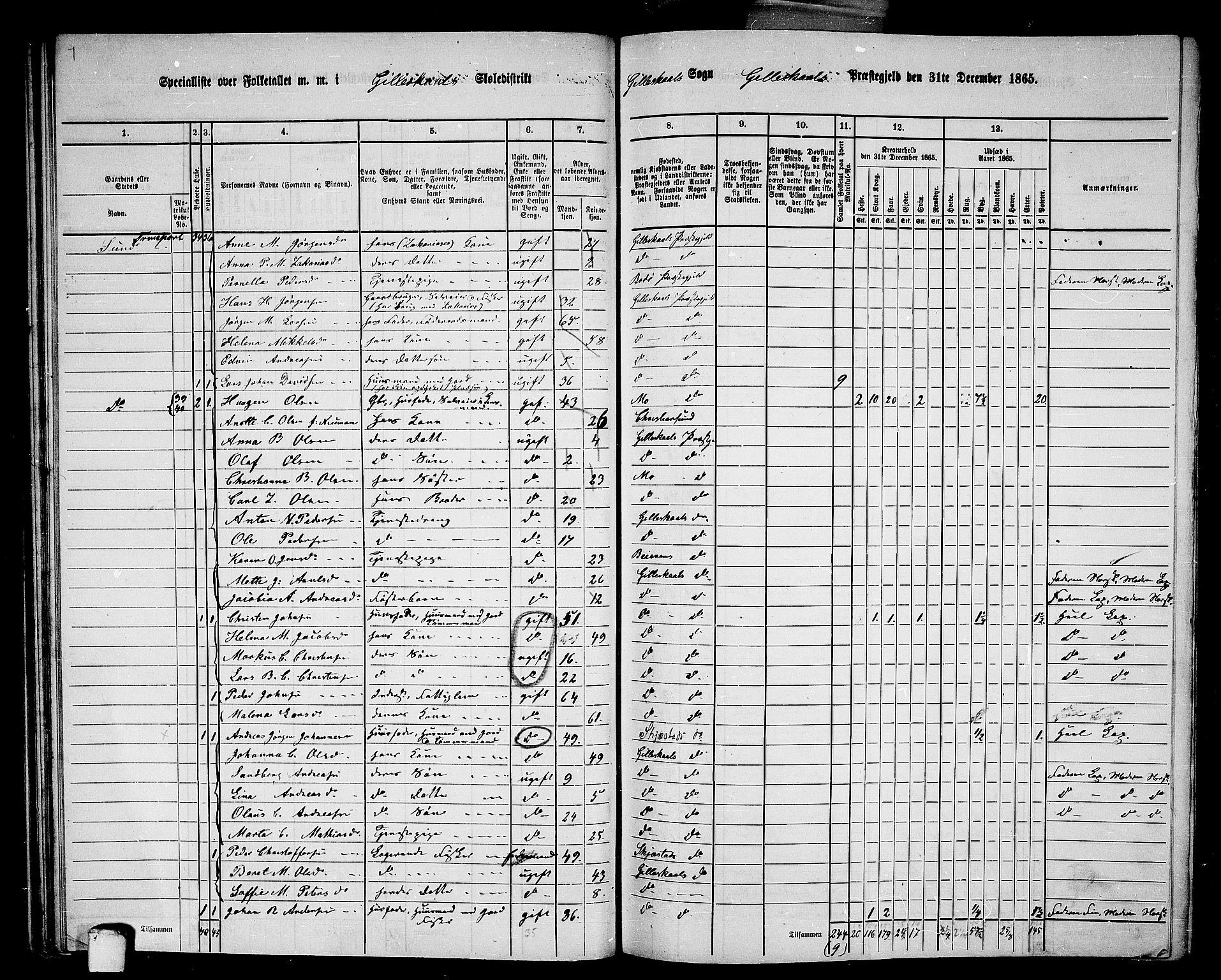 RA, 1865 census for Gildeskål, 1865, p. 43