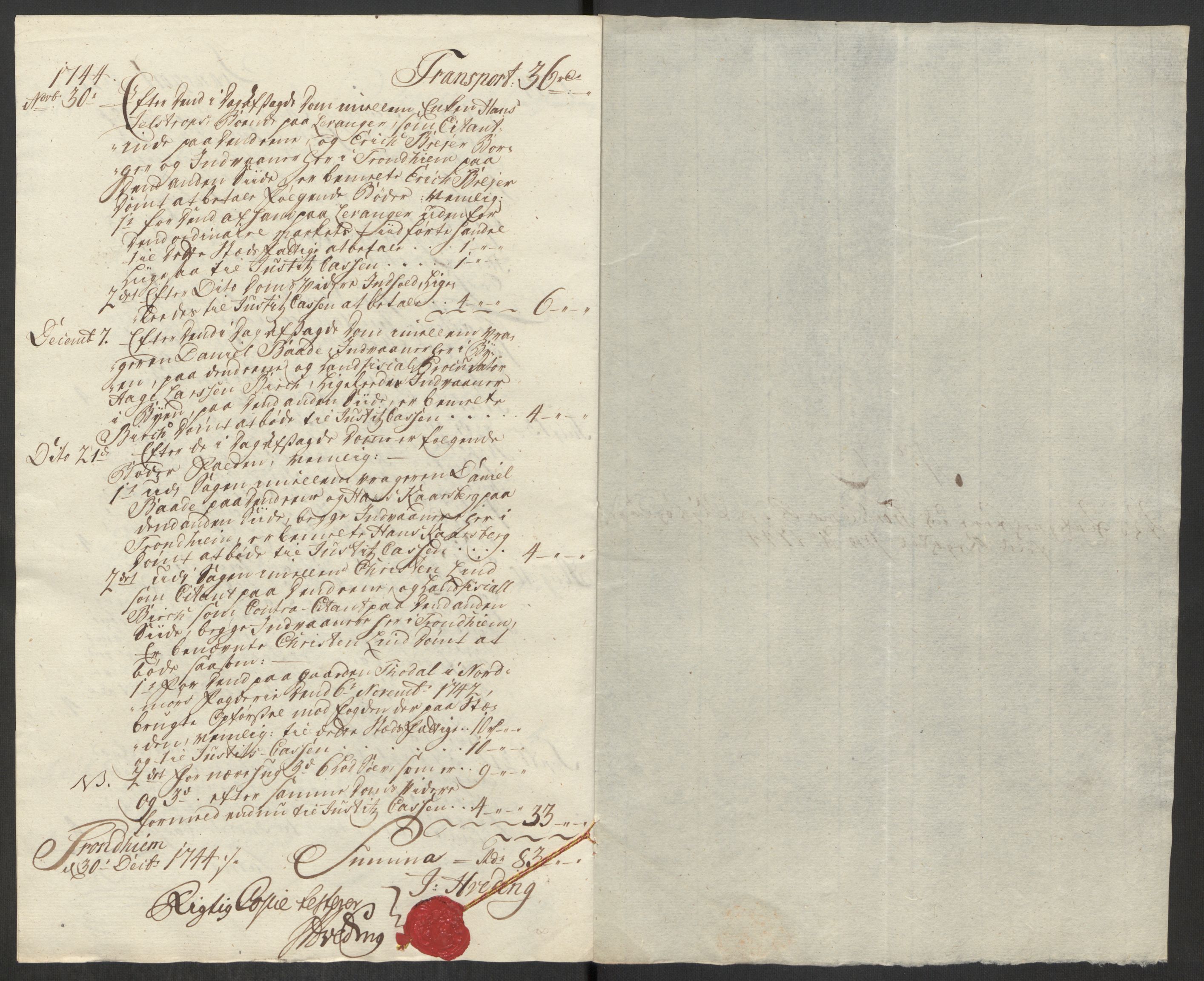 Rentekammeret inntil 1814, Reviderte regnskaper, Byregnskaper, RA/EA-4066/R/Rs/L0541: [S22] Sikt og sakefall, 1743-1746, p. 193