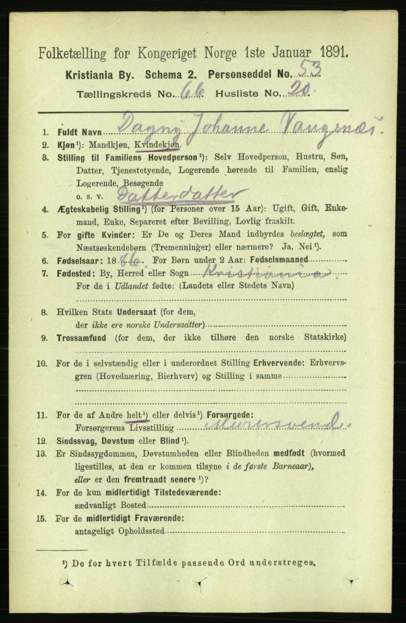 RA, 1891 census for 0301 Kristiania, 1891, p. 36019