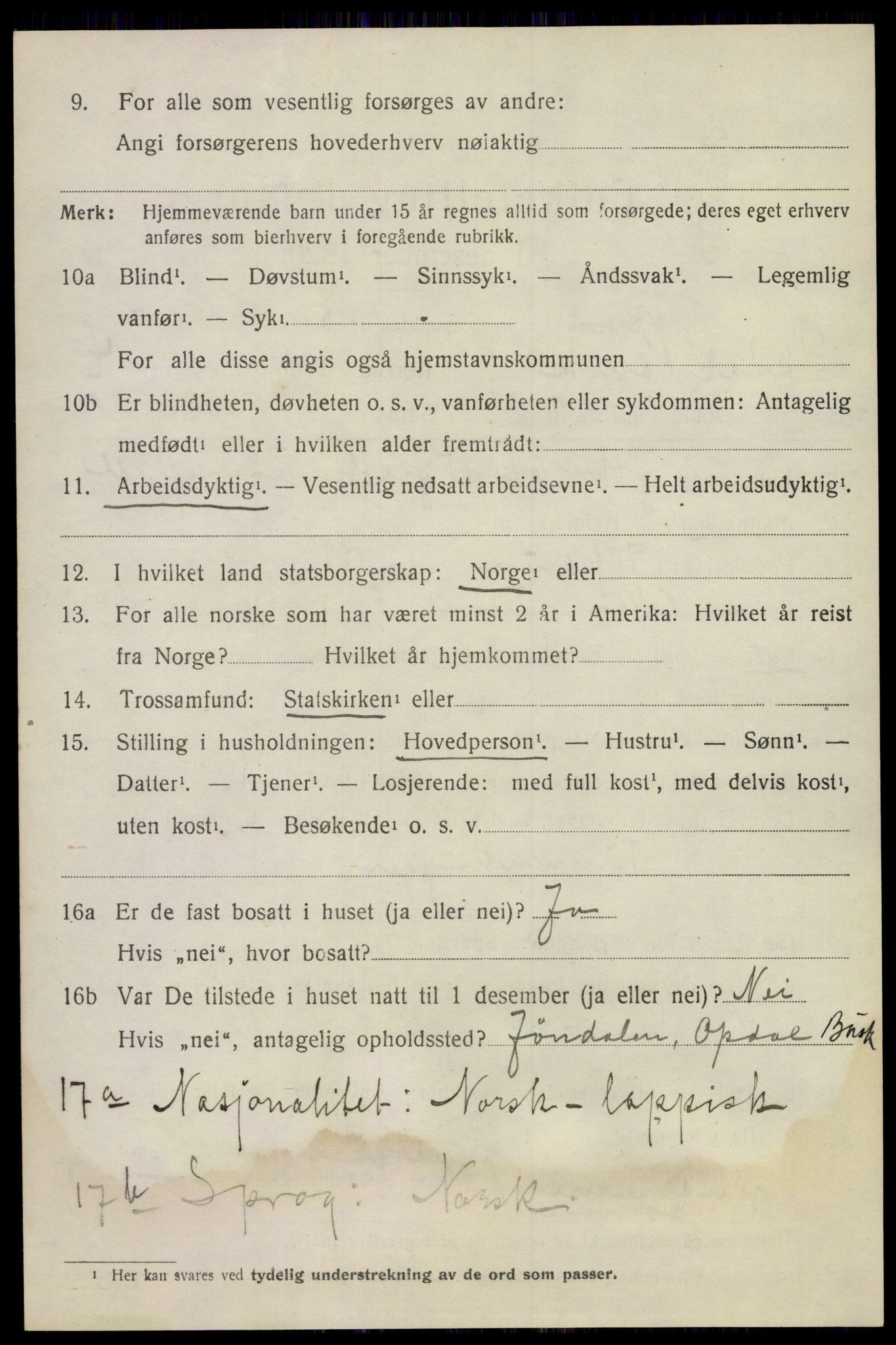 SAKO, 1920 census for Uvdal, 1920, p. 2310