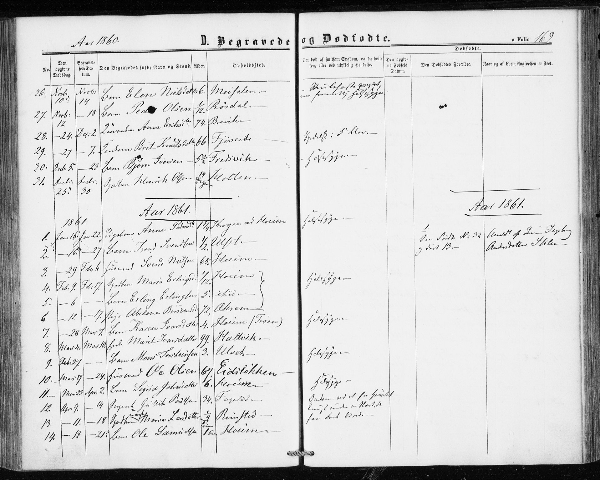 Ministerialprotokoller, klokkerbøker og fødselsregistre - Møre og Romsdal, AV/SAT-A-1454/586/L0985: Parish register (official) no. 586A11, 1857-1866, p. 169