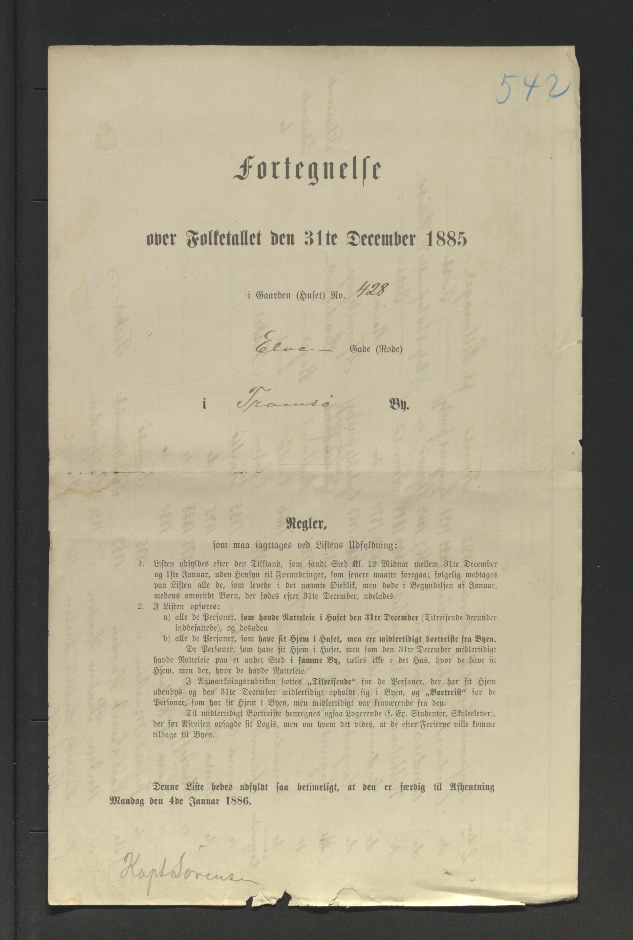 SATØ, 1885 census for 1902 Tromsø, 1885, p. 542a