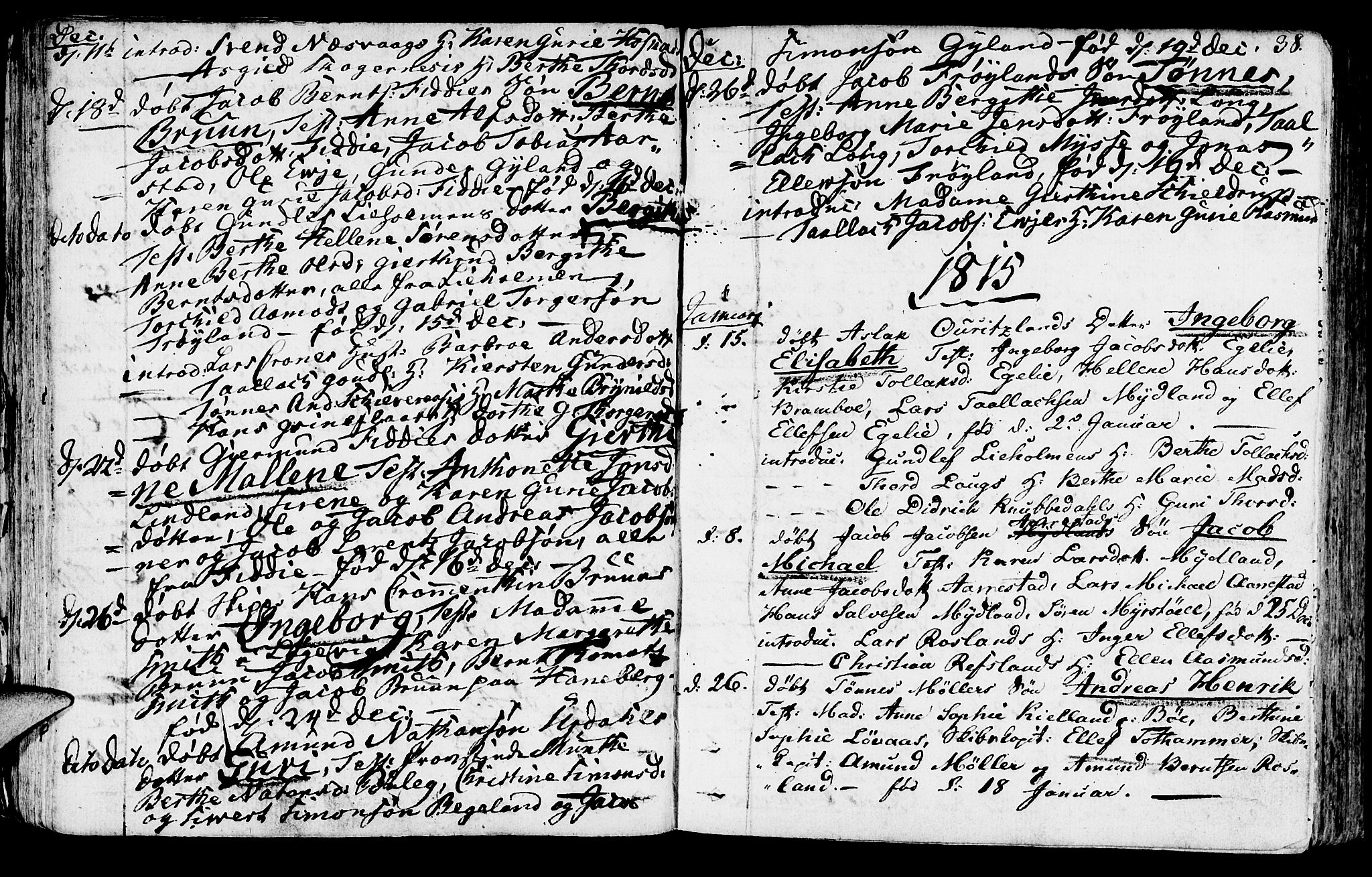 Sokndal sokneprestkontor, AV/SAST-A-101808: Parish register (official) no. A 5, 1806-1826, p. 38