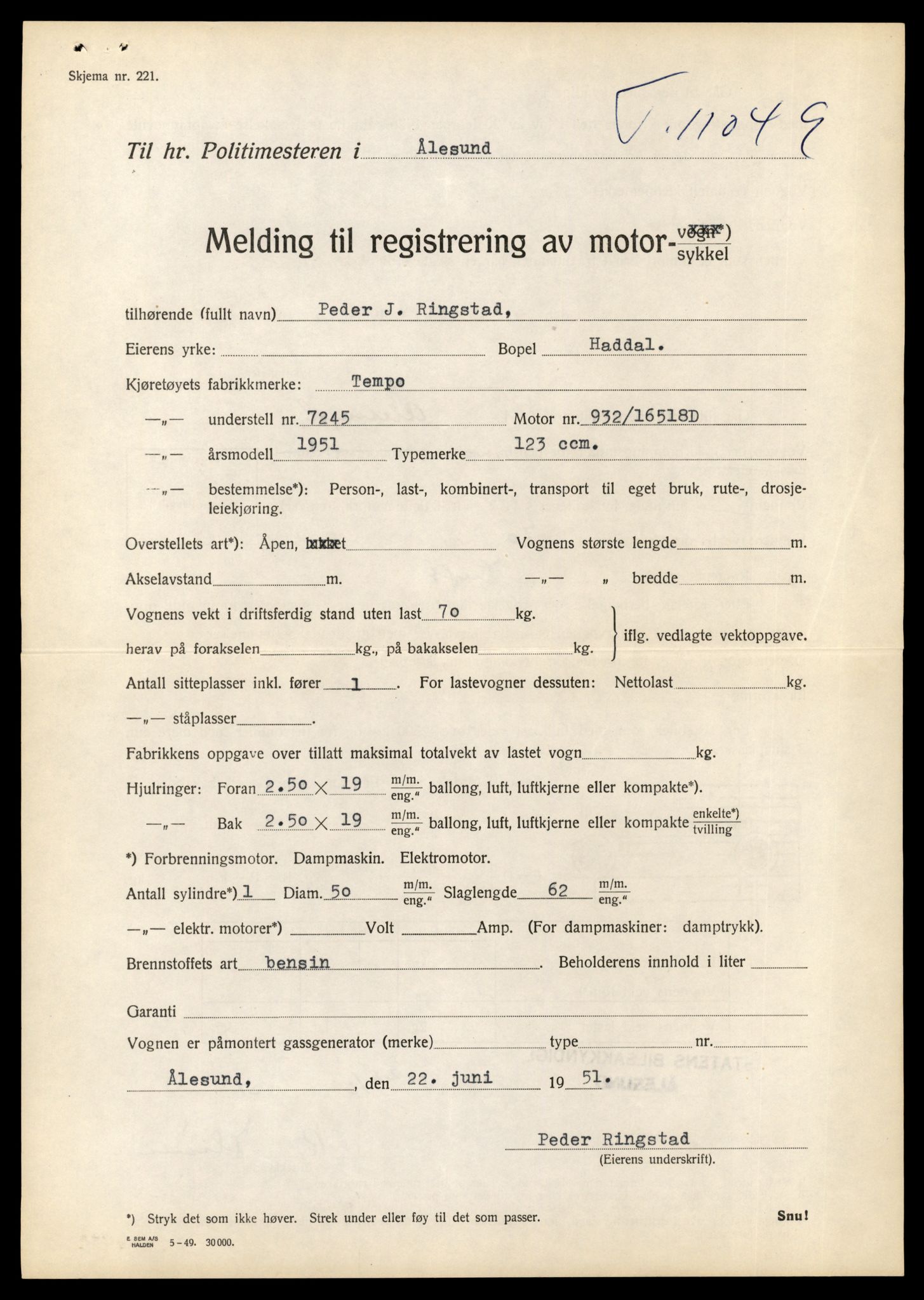 Møre og Romsdal vegkontor - Ålesund trafikkstasjon, AV/SAT-A-4099/F/Fe/L0026: Registreringskort for kjøretøy T 11046 - T 11160, 1927-1998, p. 81