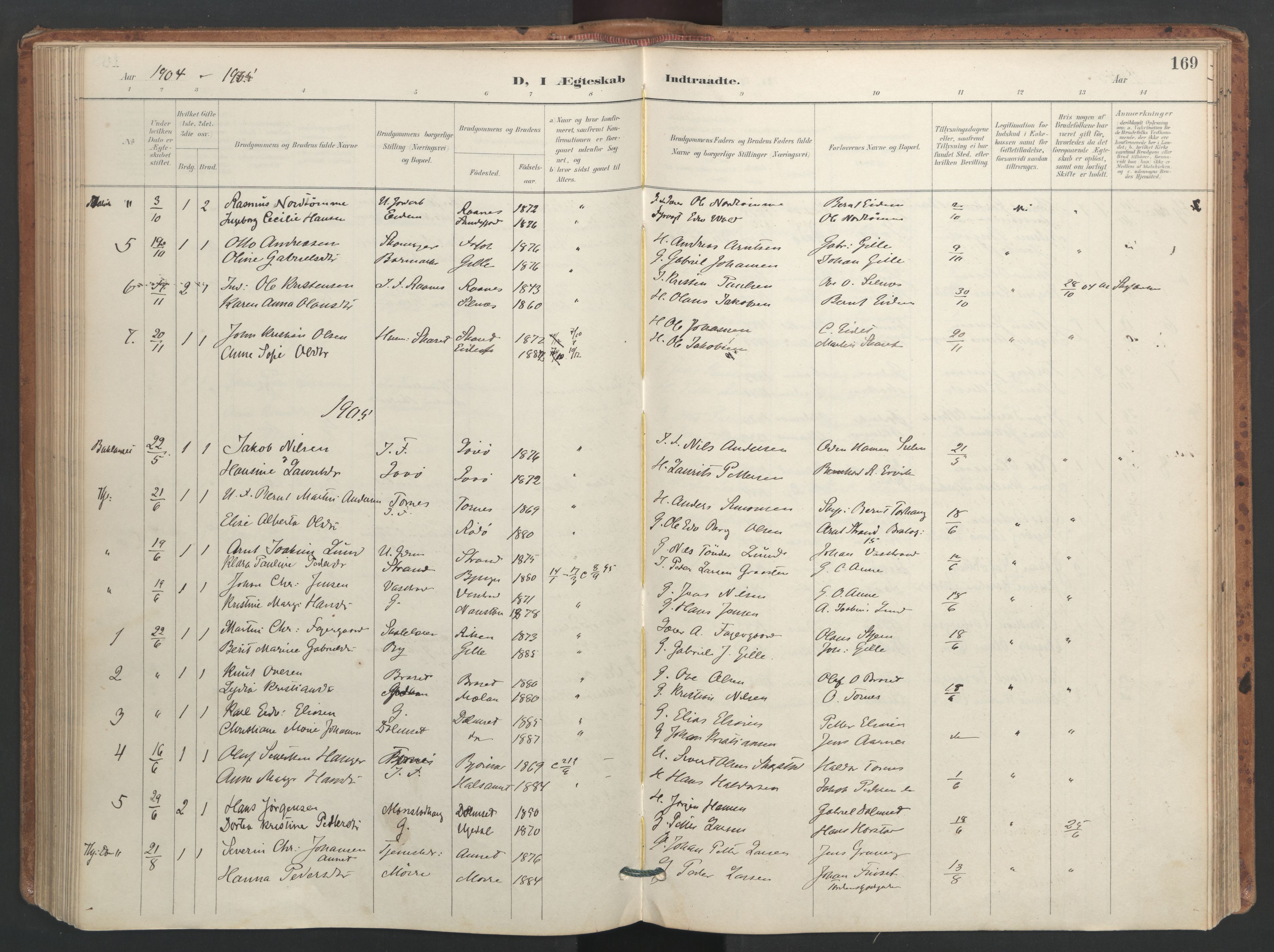 Ministerialprotokoller, klokkerbøker og fødselsregistre - Sør-Trøndelag, AV/SAT-A-1456/655/L0681: Parish register (official) no. 655A10, 1895-1907, p. 169