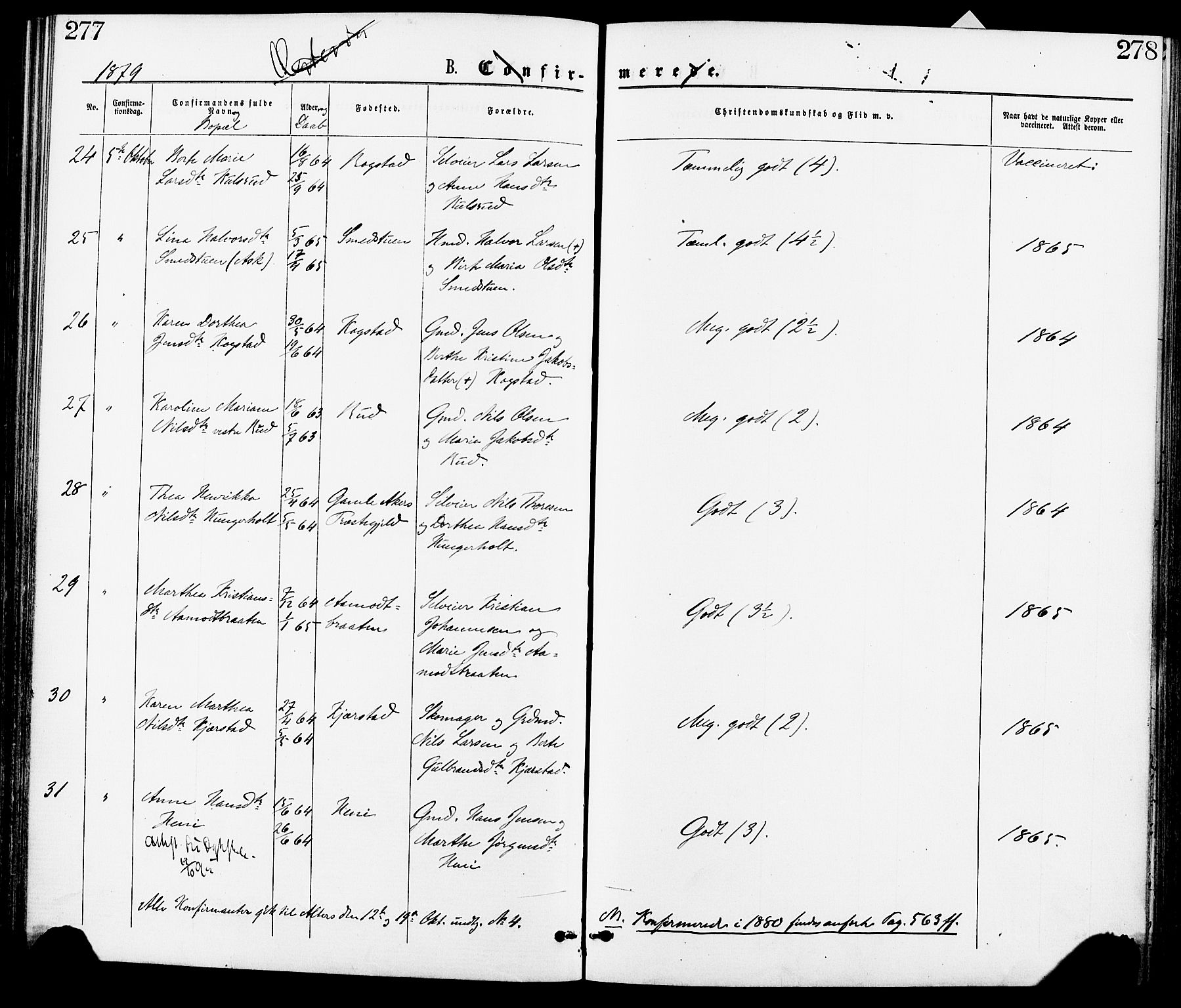 Gjerdrum prestekontor Kirkebøker, AV/SAO-A-10412b/F/Fa/L0008: Parish register (official) no. I 8, 1867-1880, p. 277-278