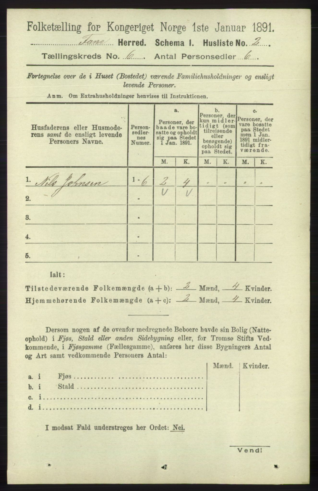 RA, 1891 census for 1249 Fana, 1891, p. 2510