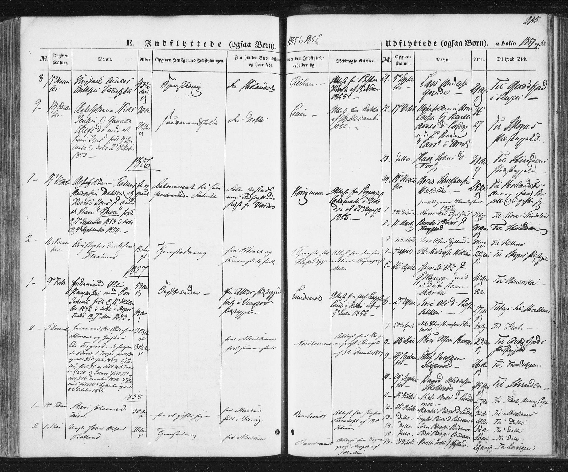 Ministerialprotokoller, klokkerbøker og fødselsregistre - Sør-Trøndelag, SAT/A-1456/692/L1103: Parish register (official) no. 692A03, 1849-1870, p. 245