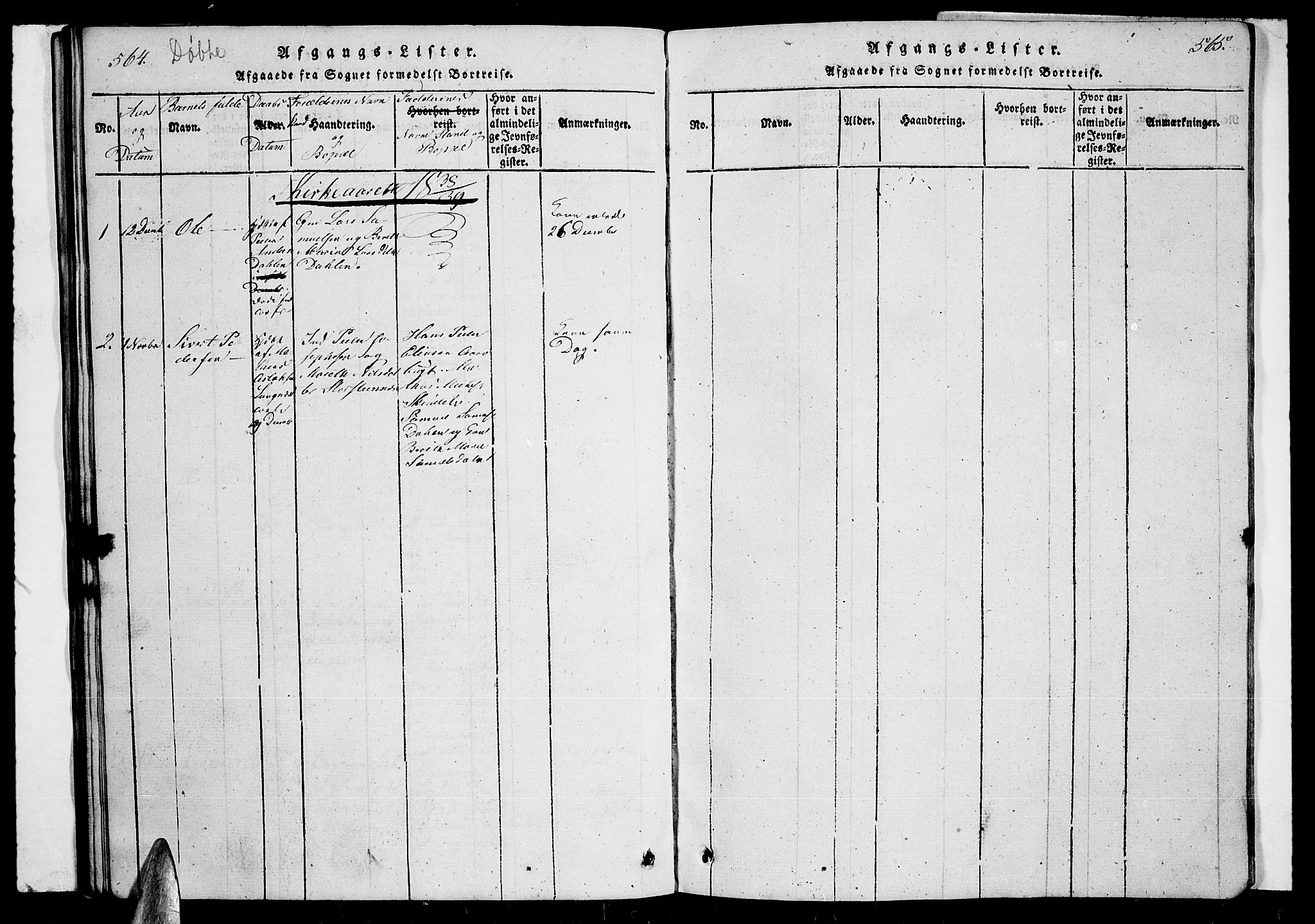 Lyngen sokneprestembete, AV/SATØ-S-1289/H/He/Heb/L0001klokker: Parish register (copy) no. 1, 1826-1838, p. 564-565