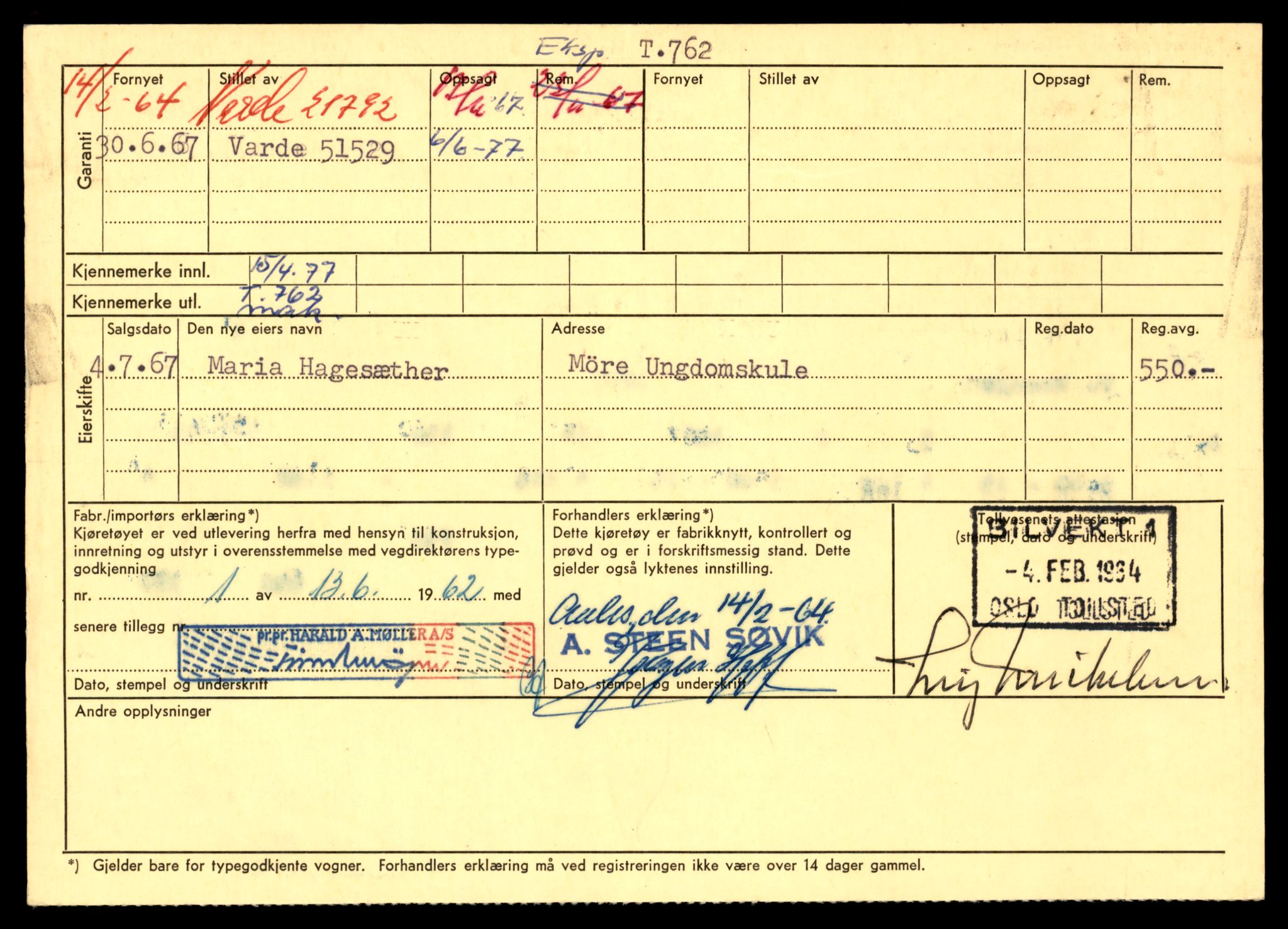 Møre og Romsdal vegkontor - Ålesund trafikkstasjon, AV/SAT-A-4099/F/Fe/L0008: Registreringskort for kjøretøy T 747 - T 894, 1927-1998, p. 444