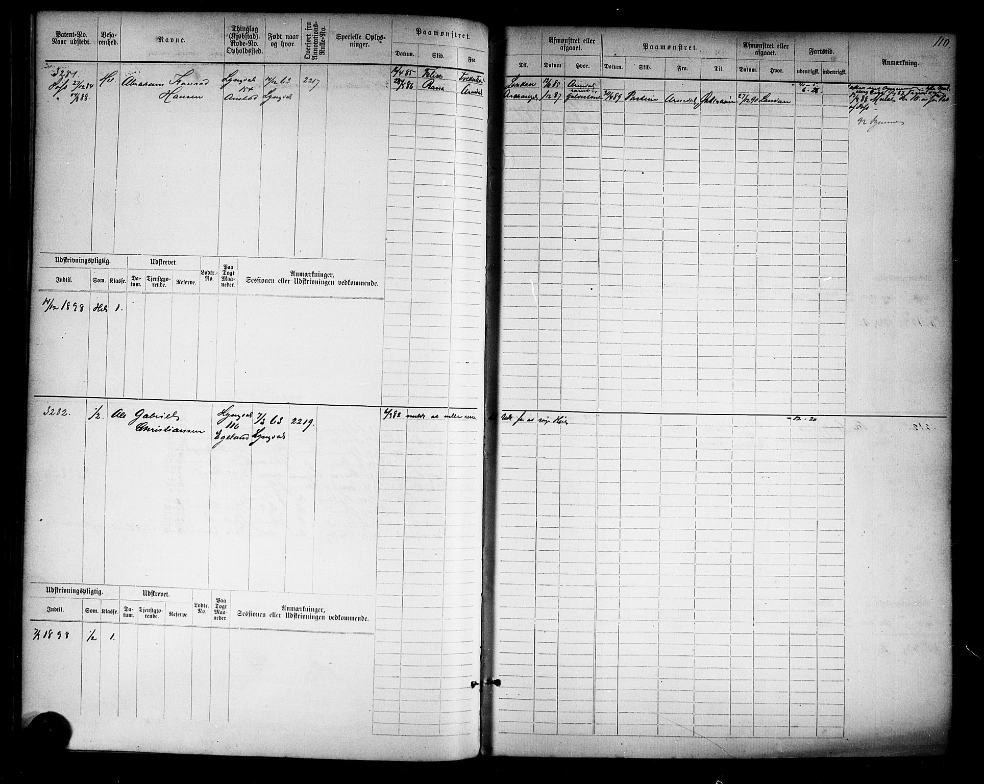 Farsund mønstringskrets, AV/SAK-2031-0017/F/Fb/L0019: Hovedrulle nr 3067-3832, Z-11, 1882-1922, p. 113