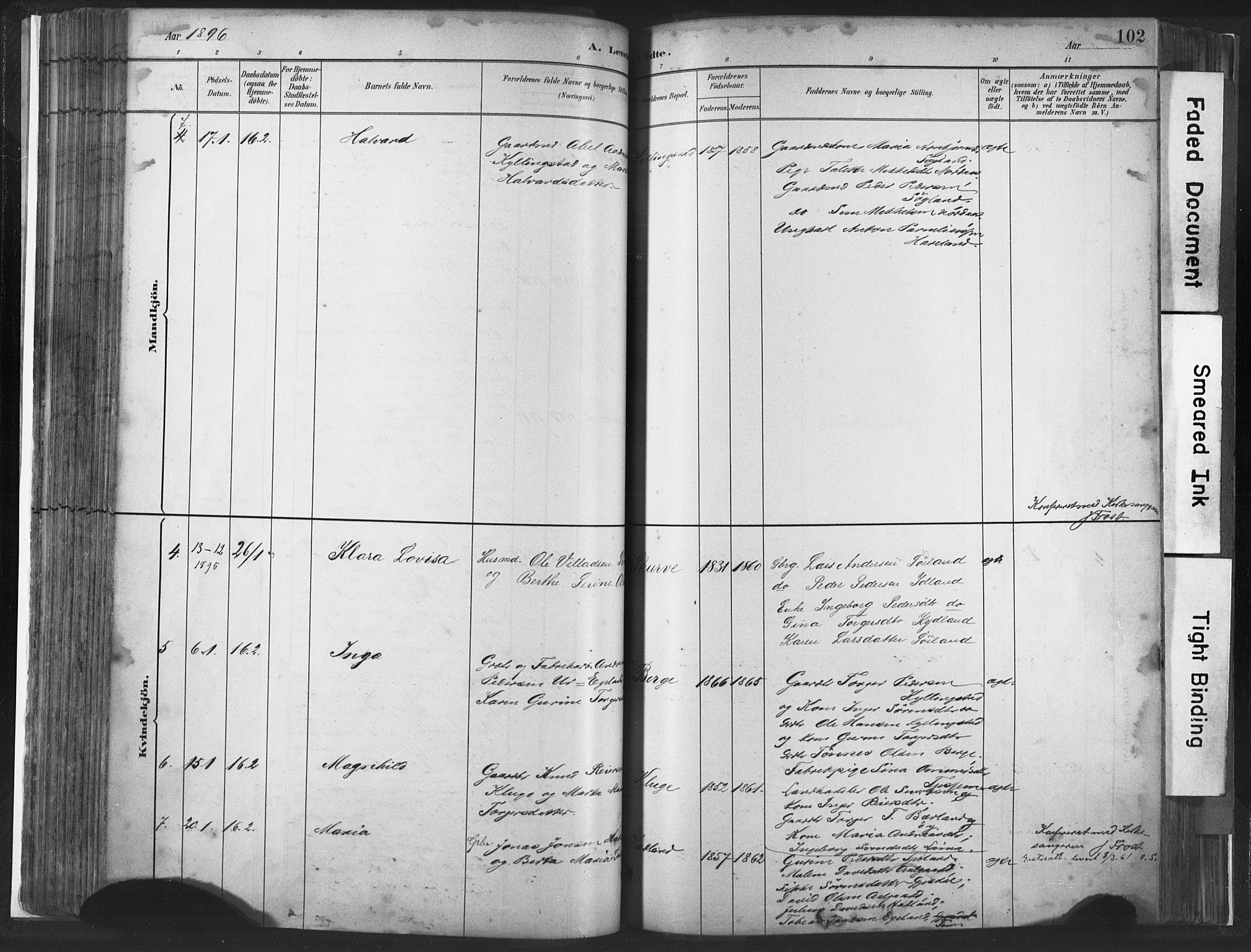 Lye sokneprestkontor, AV/SAST-A-101794/001/30BA/L0010: Parish register (official) no. A 10, 1881-1896, p. 102