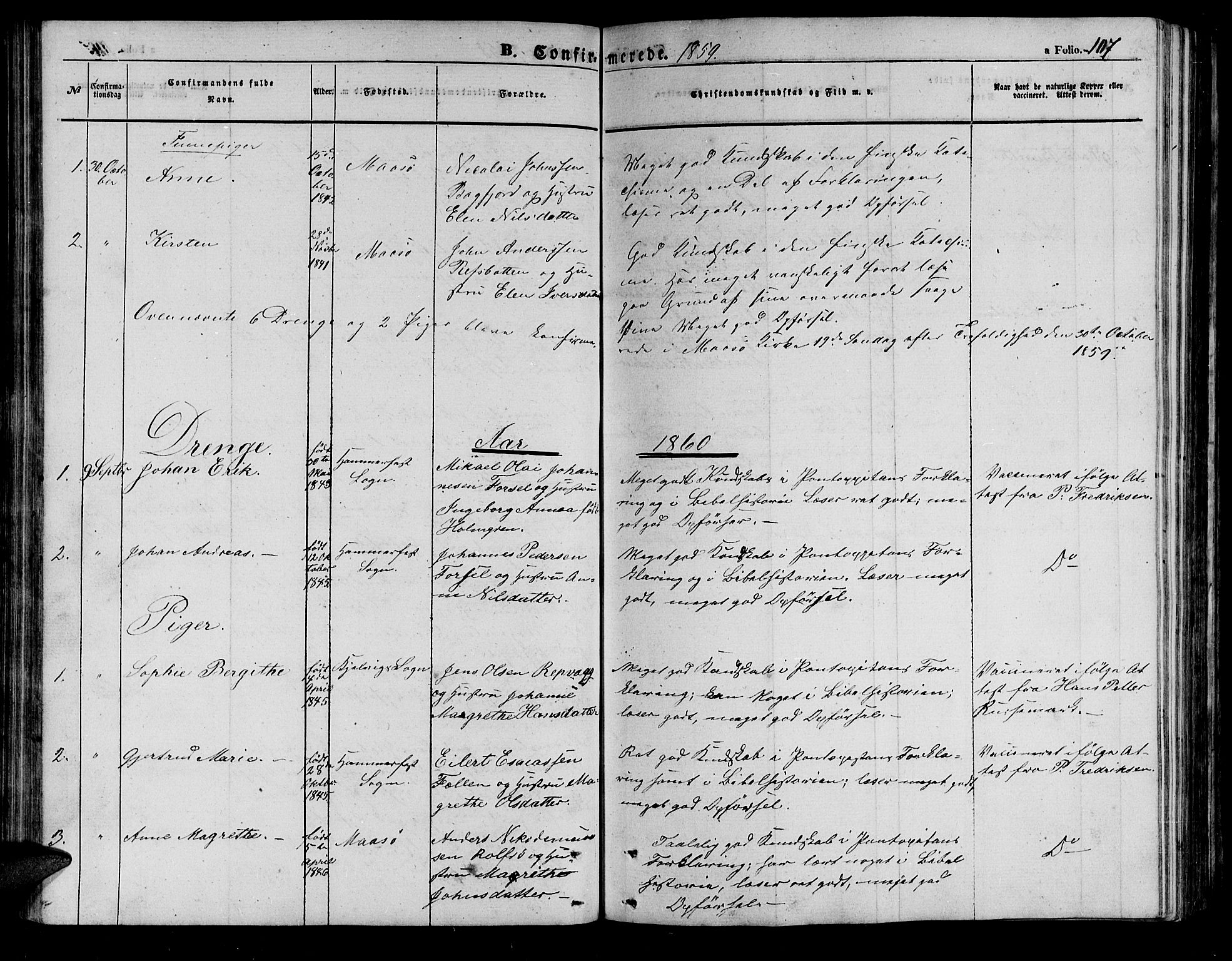Måsøy sokneprestkontor, SATØ/S-1348/H/Hb/L0001klokker: Parish register (copy) no. 1, 1852-1877, p. 107