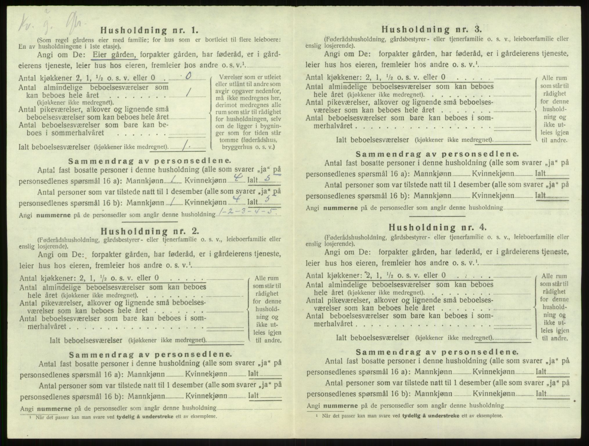 SAB, 1920 census for Vik, 1920, p. 1098